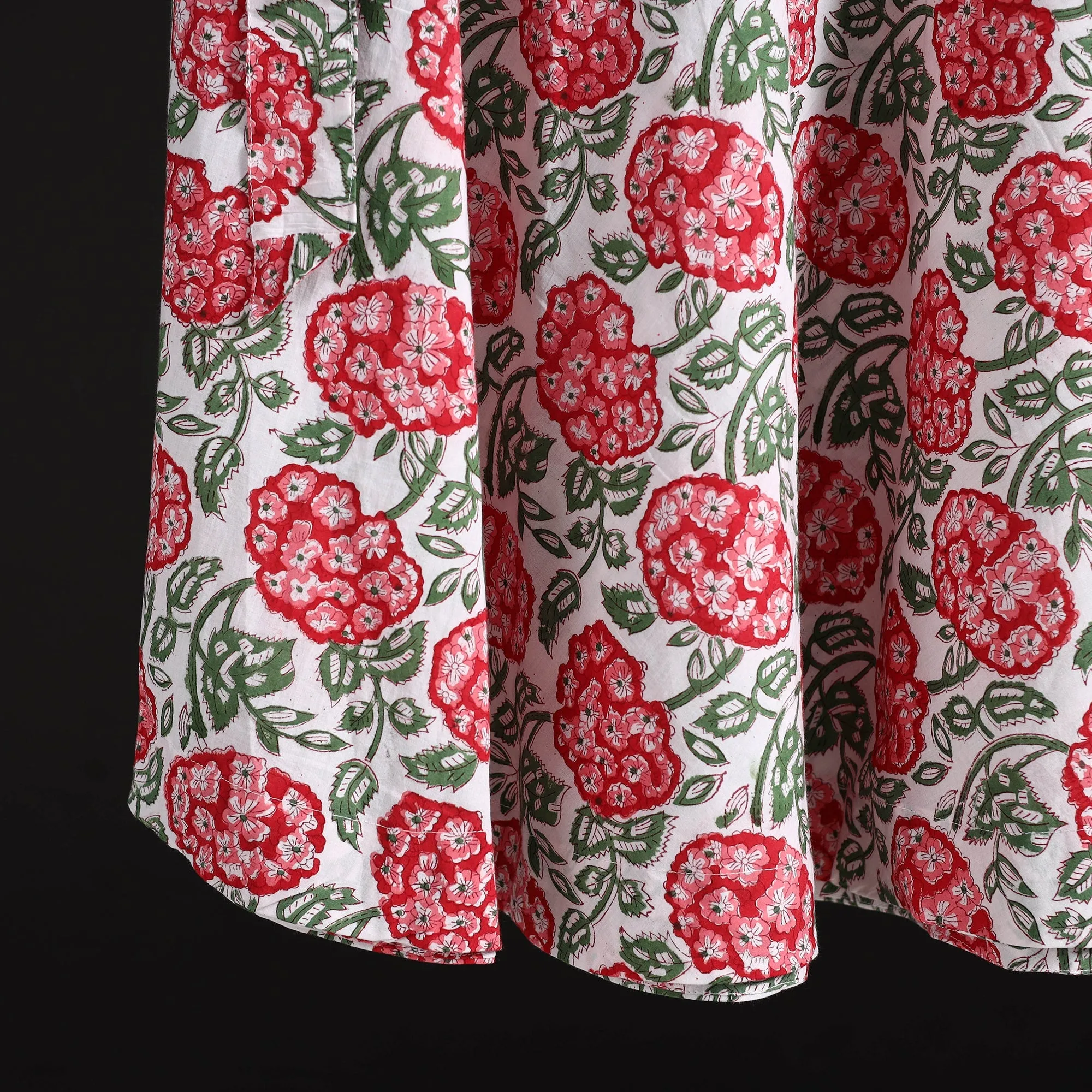 Red - Sanganeri Hand Block Print Cotton Wrap Around Skirt 58 sold by Itokri product image thumbnail 4