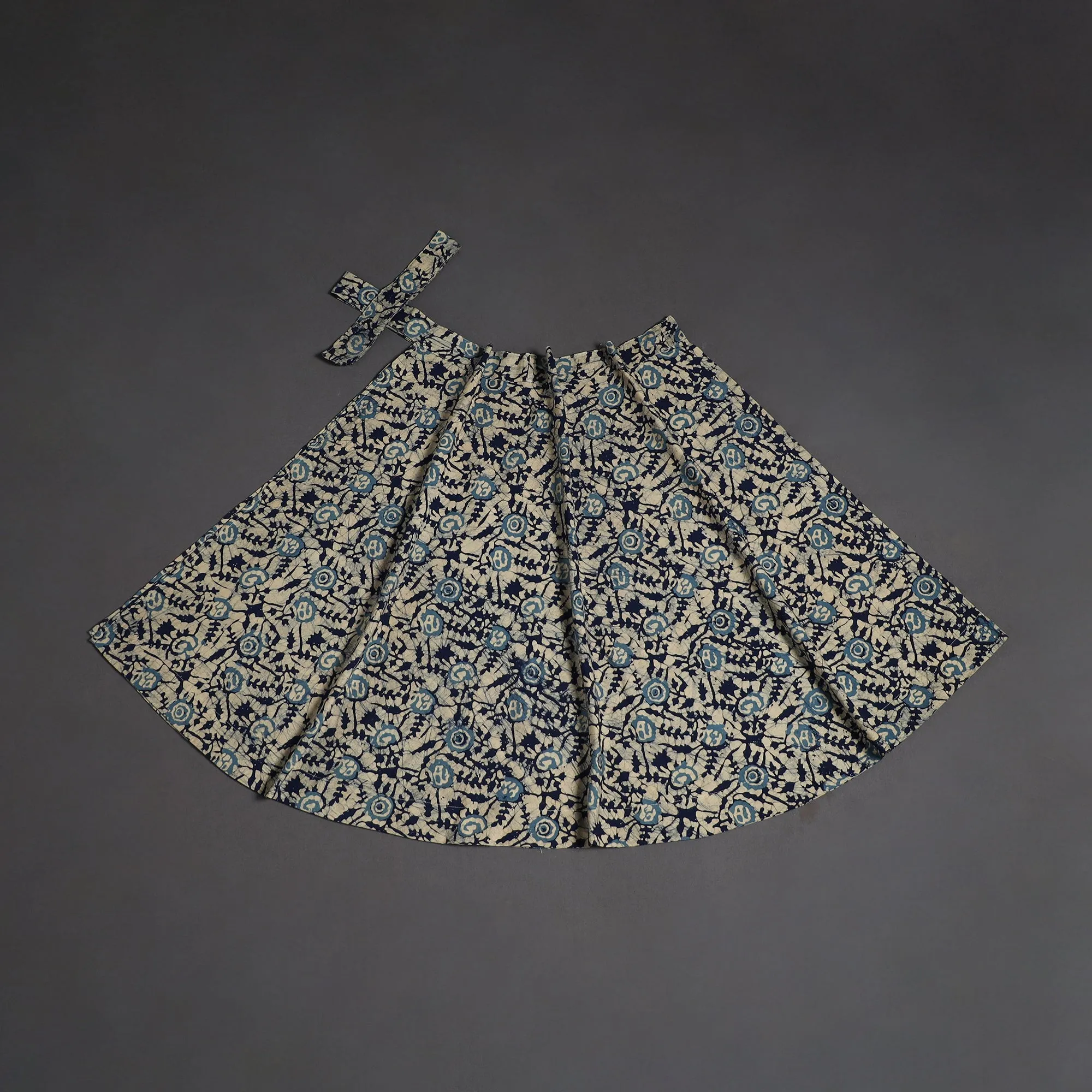 Beige - Hand Block Batik Print Cotton Wrap Around Skirt 110 sold by Itokri product image thumbnail 2