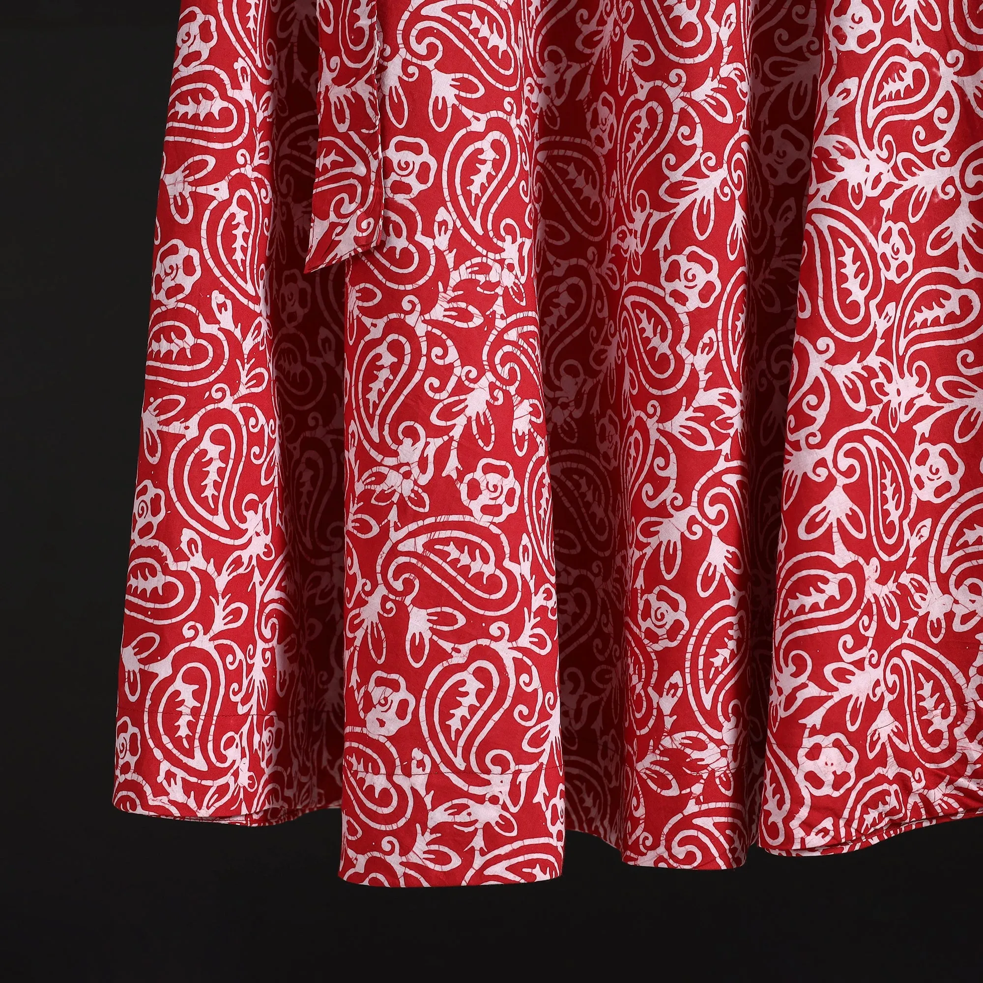 Red - Hand Block Batik Print Cotton Wrap Around Skirt 105 sold by Itokri product image thumbnail 4