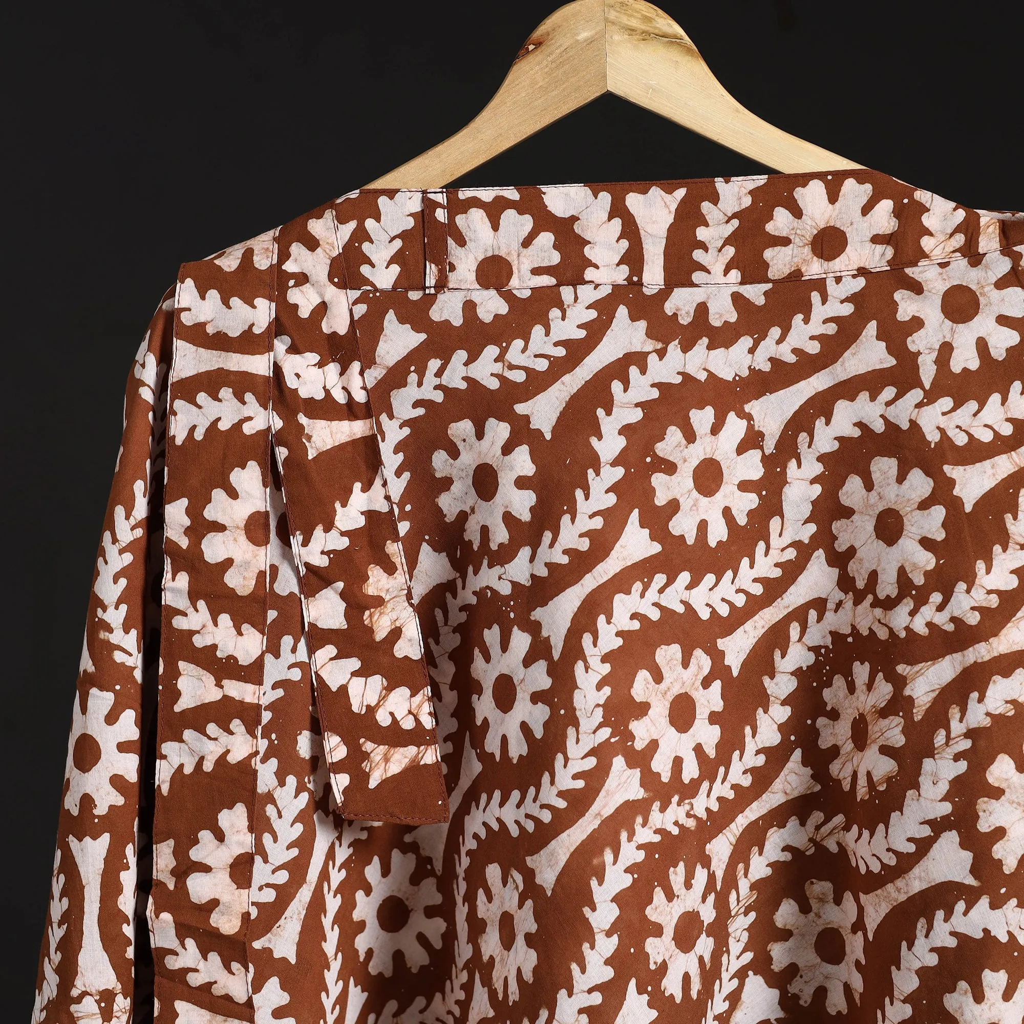 Brown - Hand Block Batik Print Cotton Wrap Around Skirt 88 sold by Itokri product image thumbnail 3