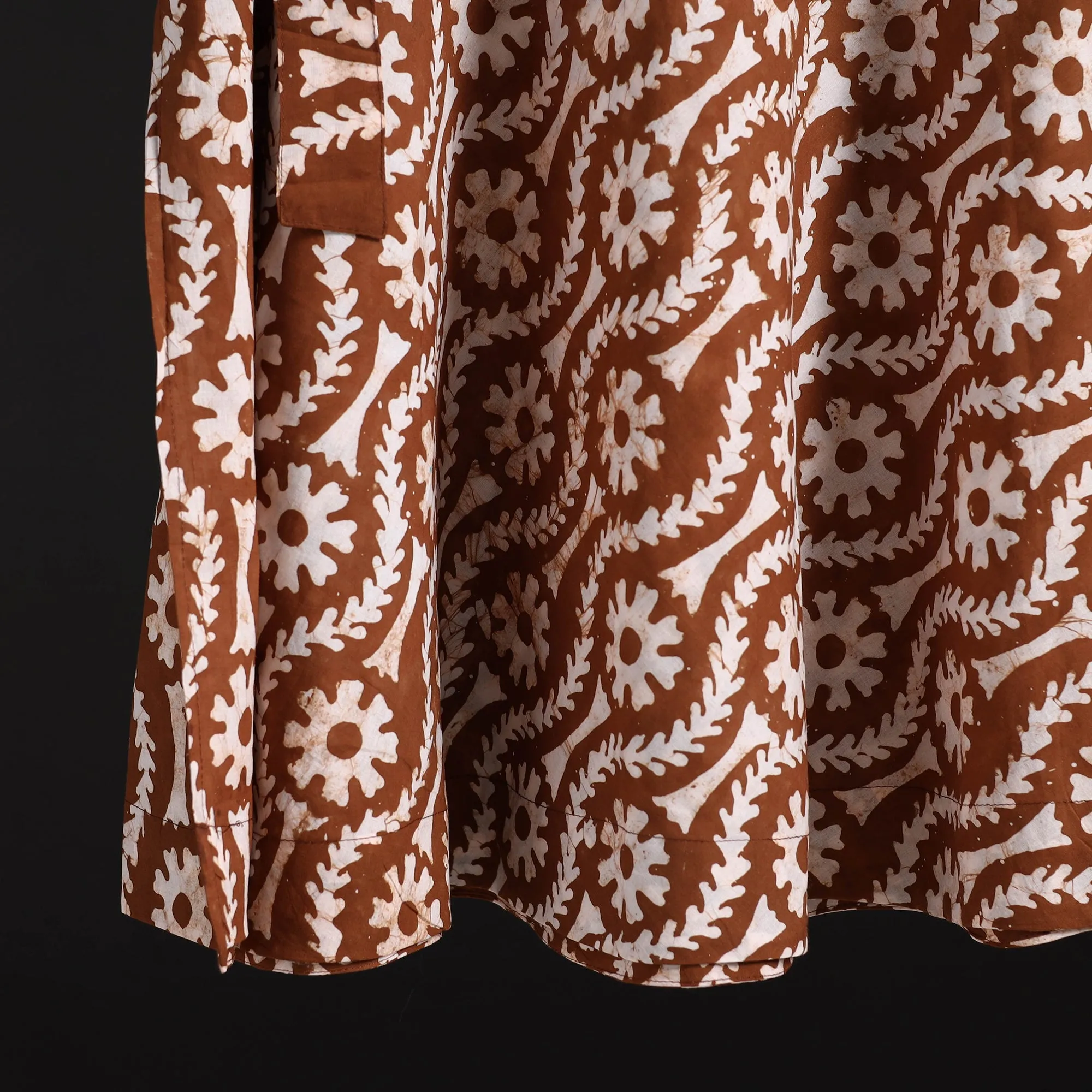 Brown - Hand Block Batik Print Cotton Wrap Around Skirt 88 sold by Itokri product image thumbnail 4