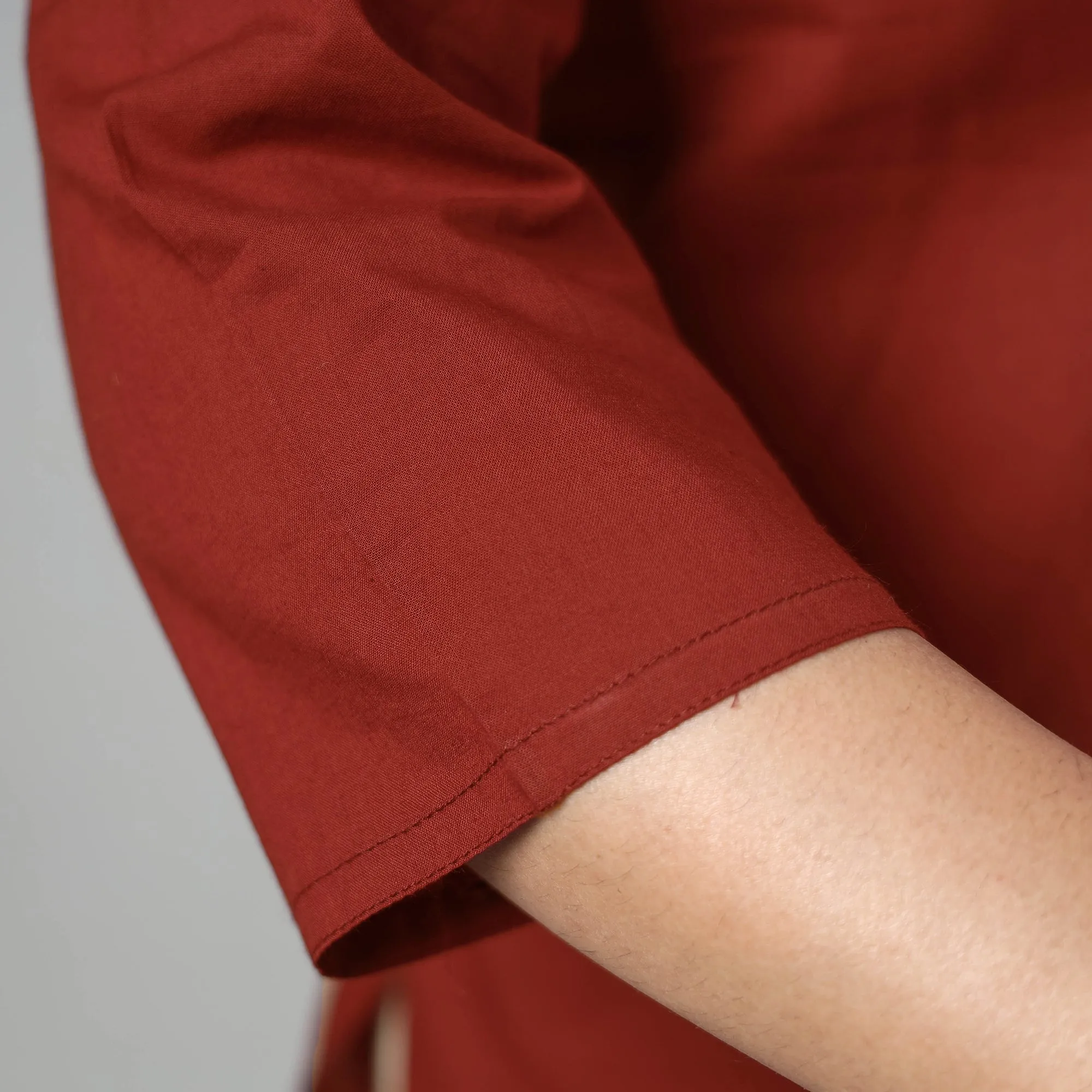 Maroon Plain Cotton Long Kurta sold by Itokri product image thumbnail 5