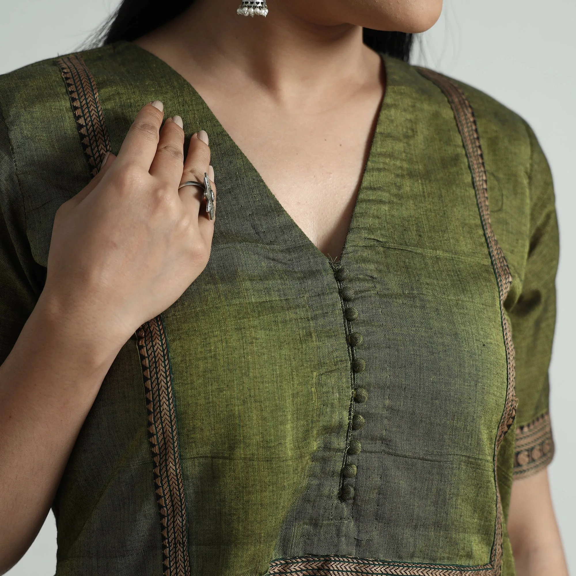 Green Dharwad Cotton Kurta with Palazzo & Dupatta Set sold by Itokri product image thumbnail 5