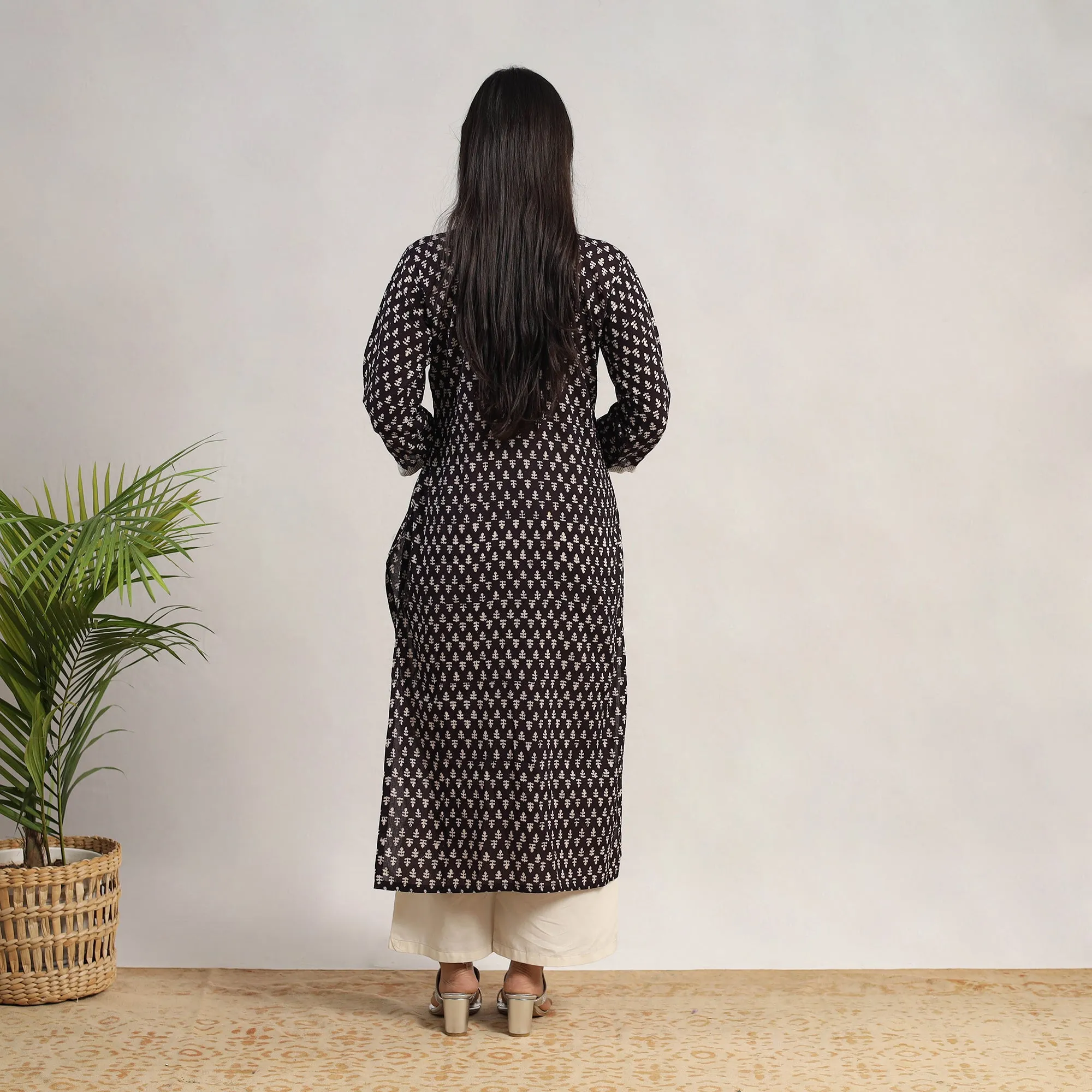 Black - Block Print Mul Cotton Straight Bagh Kurta 10 sold by Itokri product image thumbnail 5