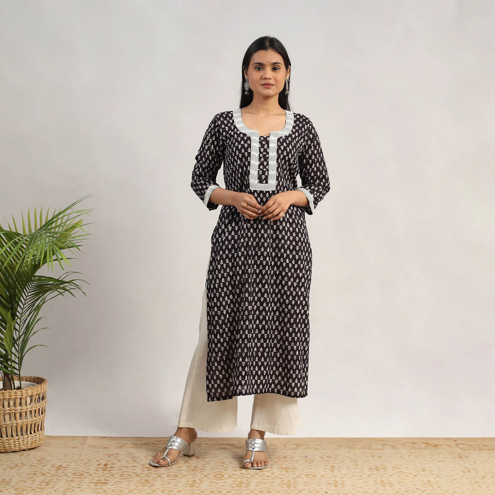 Black - Block Print Mul Cotton Straight Bagh Kurta 10 sold by Itokri product image thumbnail 2