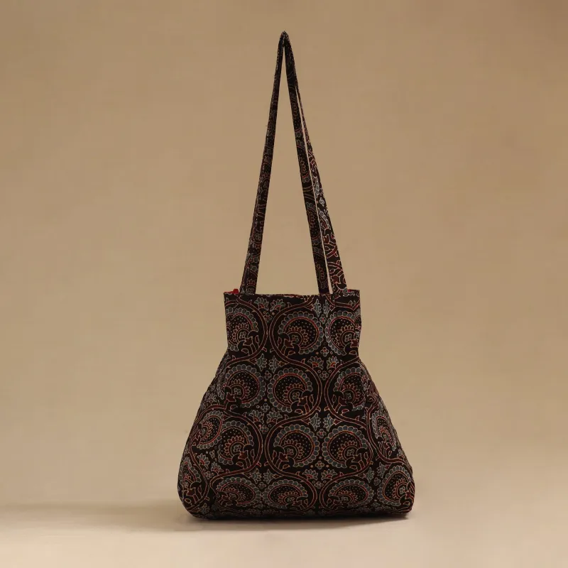 Black - Handcrafted Fabric Jhola Bag 65 sold by Itokri