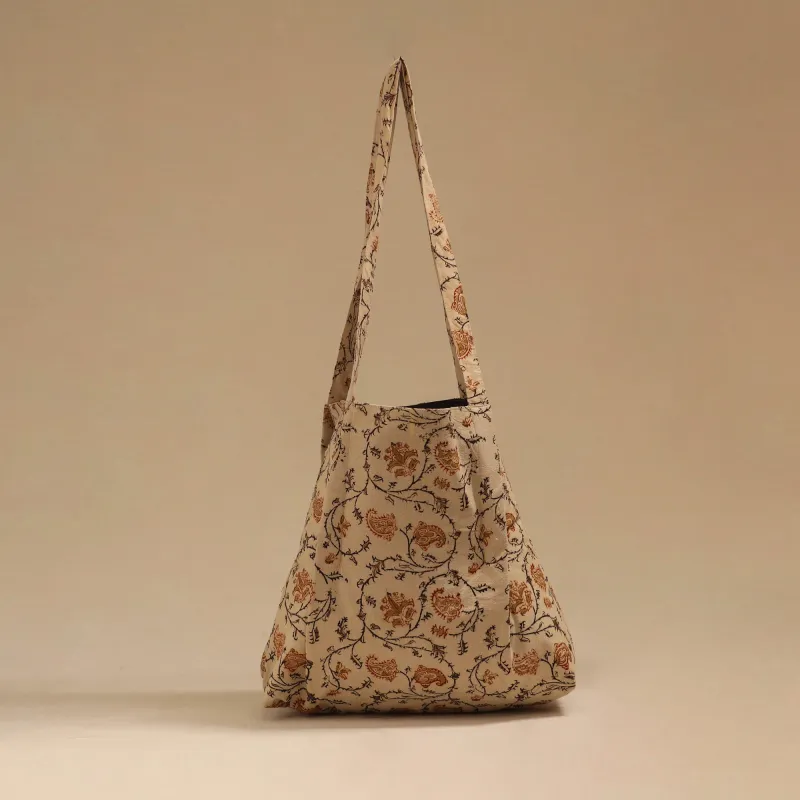 Beige - Handcrafted Fabric Jhola Bag 52 sold by Itokri
