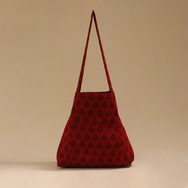 Red - Handcrafted Fabric Jhola Bag 26 made by Itokri
