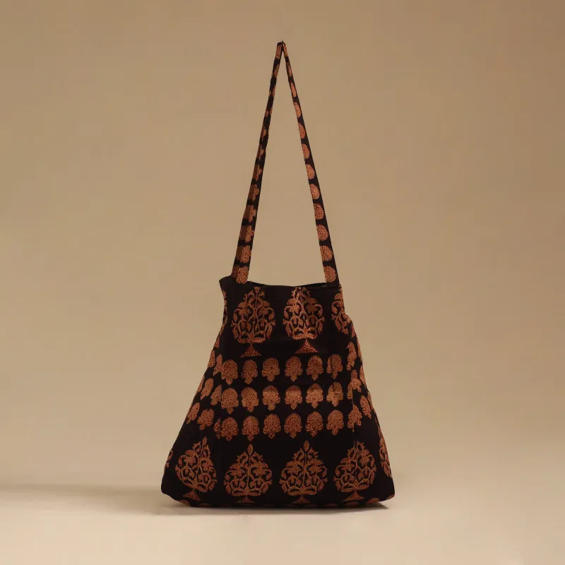 Black - Handcrafted Fabric Jhola Bag 24 sold by Itokri