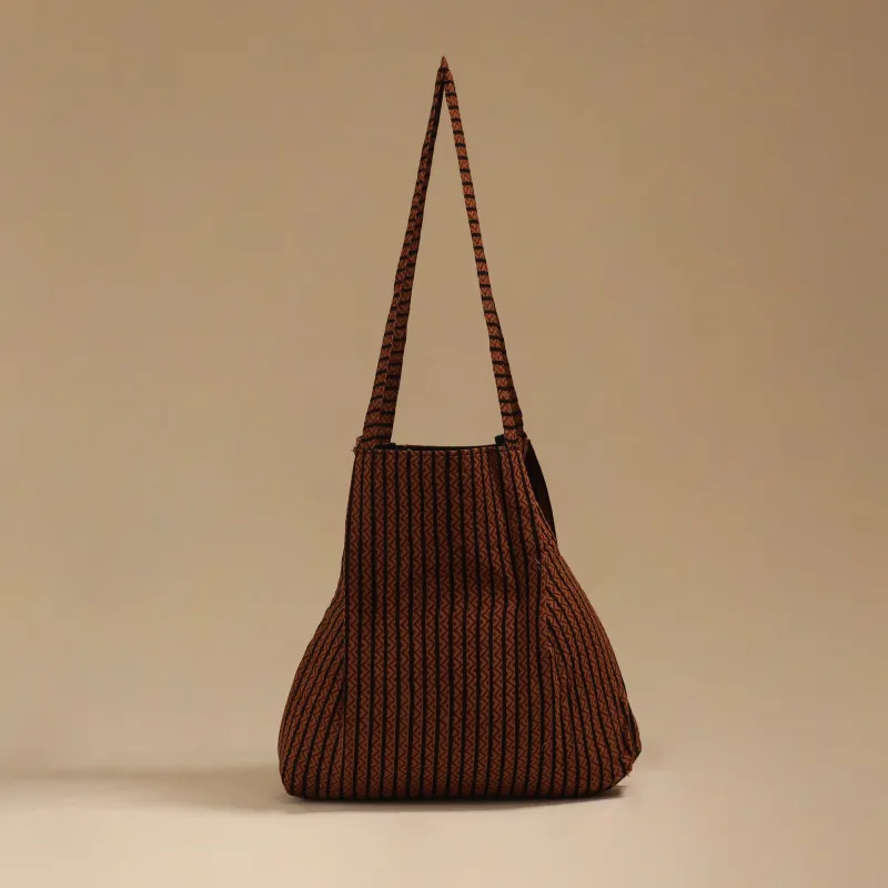 Brown - Handcrafted Fabric Jhola Bag 22 made by Itokri