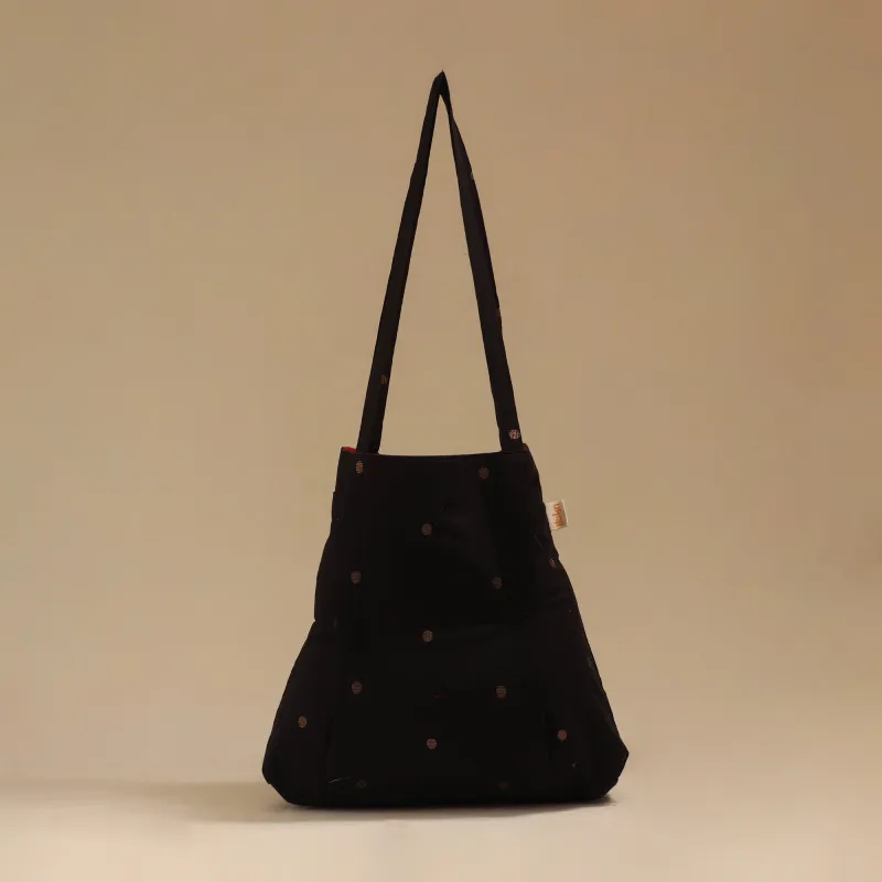 Black - Handcrafted Fabric Jhola Bag 07 made by Itokri