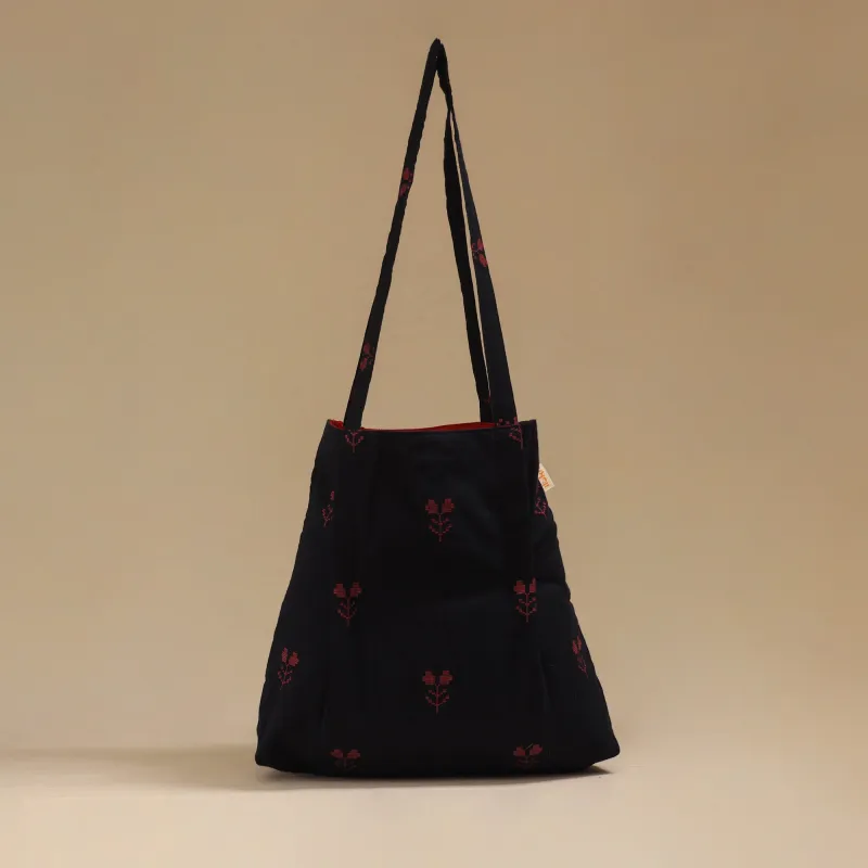 Black - Handcrafted Fabric Jhola Bag 04 sold by Itokri