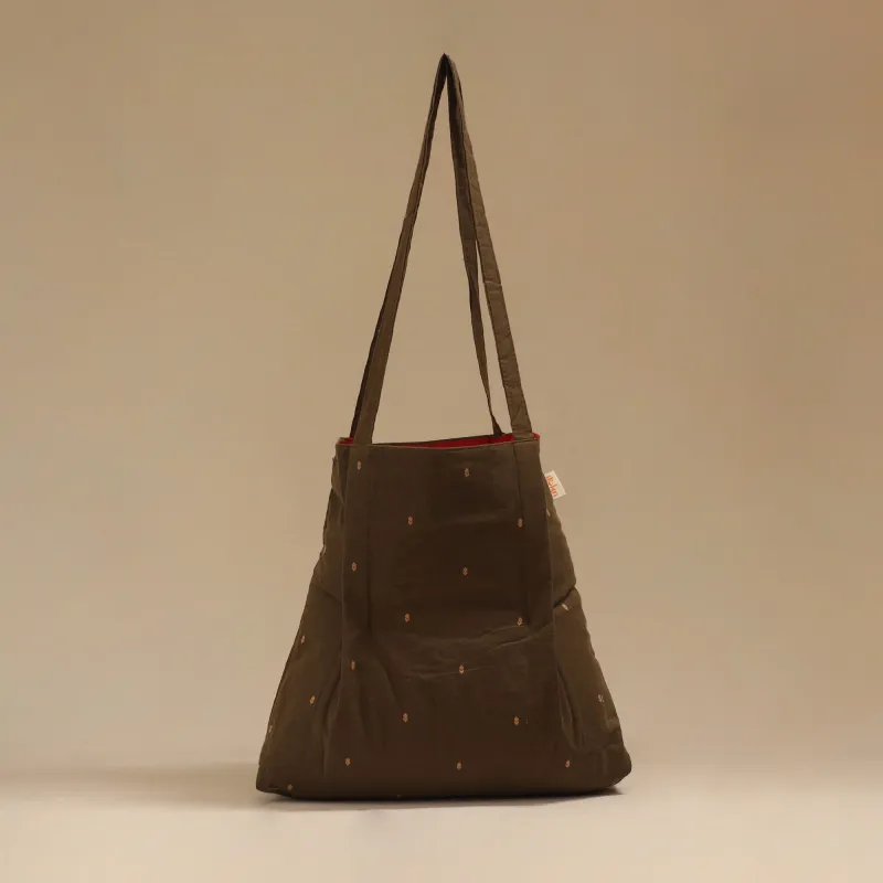 Brown - Handcrafted Fabric Jhola Bag 02 made by Itokri