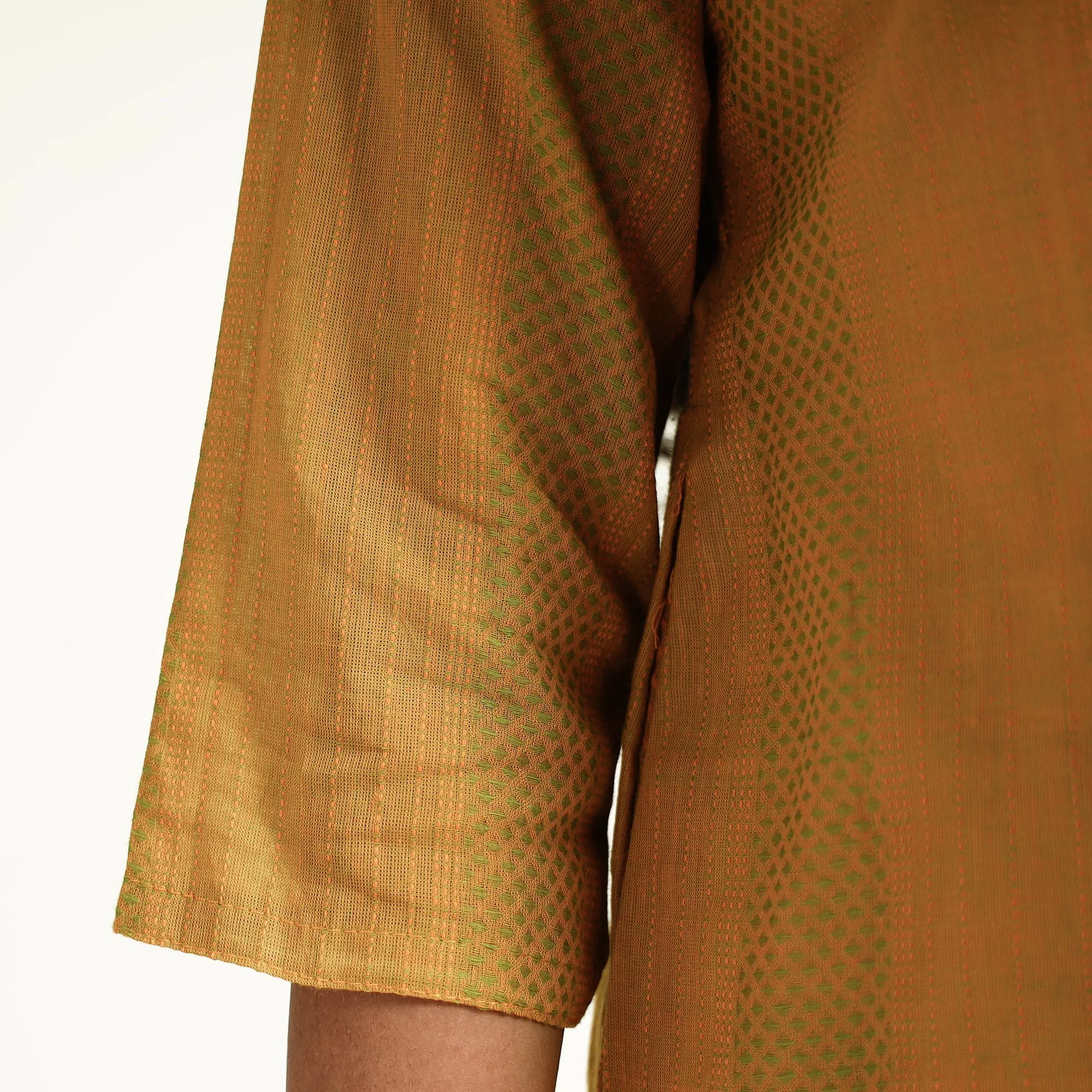 Yellow - Jacquard Cotton Long Straight Kurta sold by Itokri product image thumbnail 5