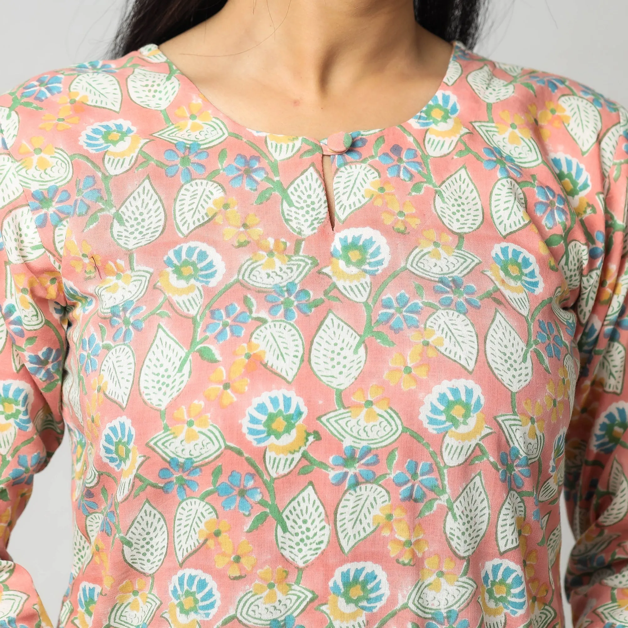 Orange - Sanganeri Block Printing Cotton Kurta with Palazzo & Dupatta Set sold by Itokri product image thumbnail 5