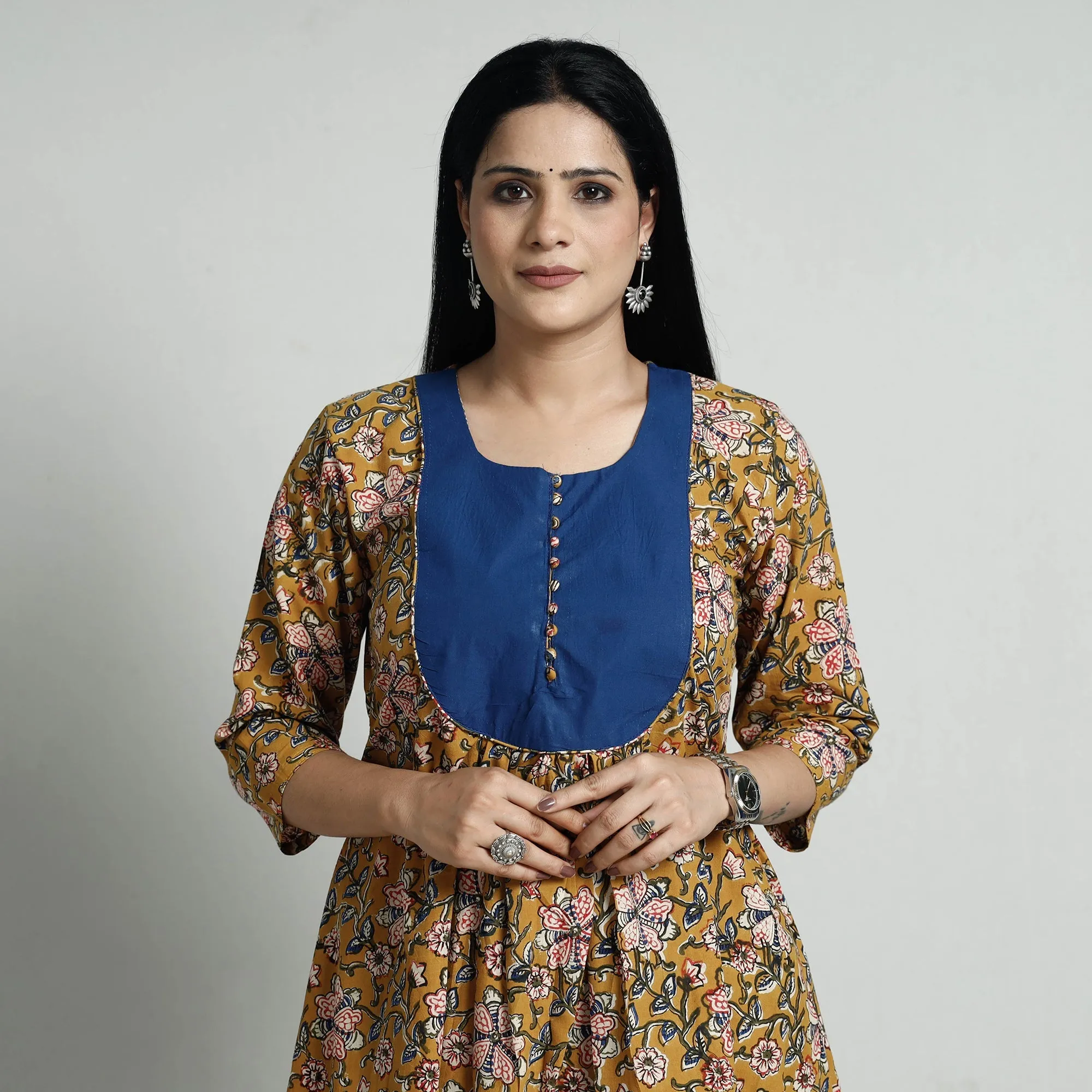 Brown - Bagru Block Printed Cotton Kurta with Palazzo Set sold by Itokri product image thumbnail 2