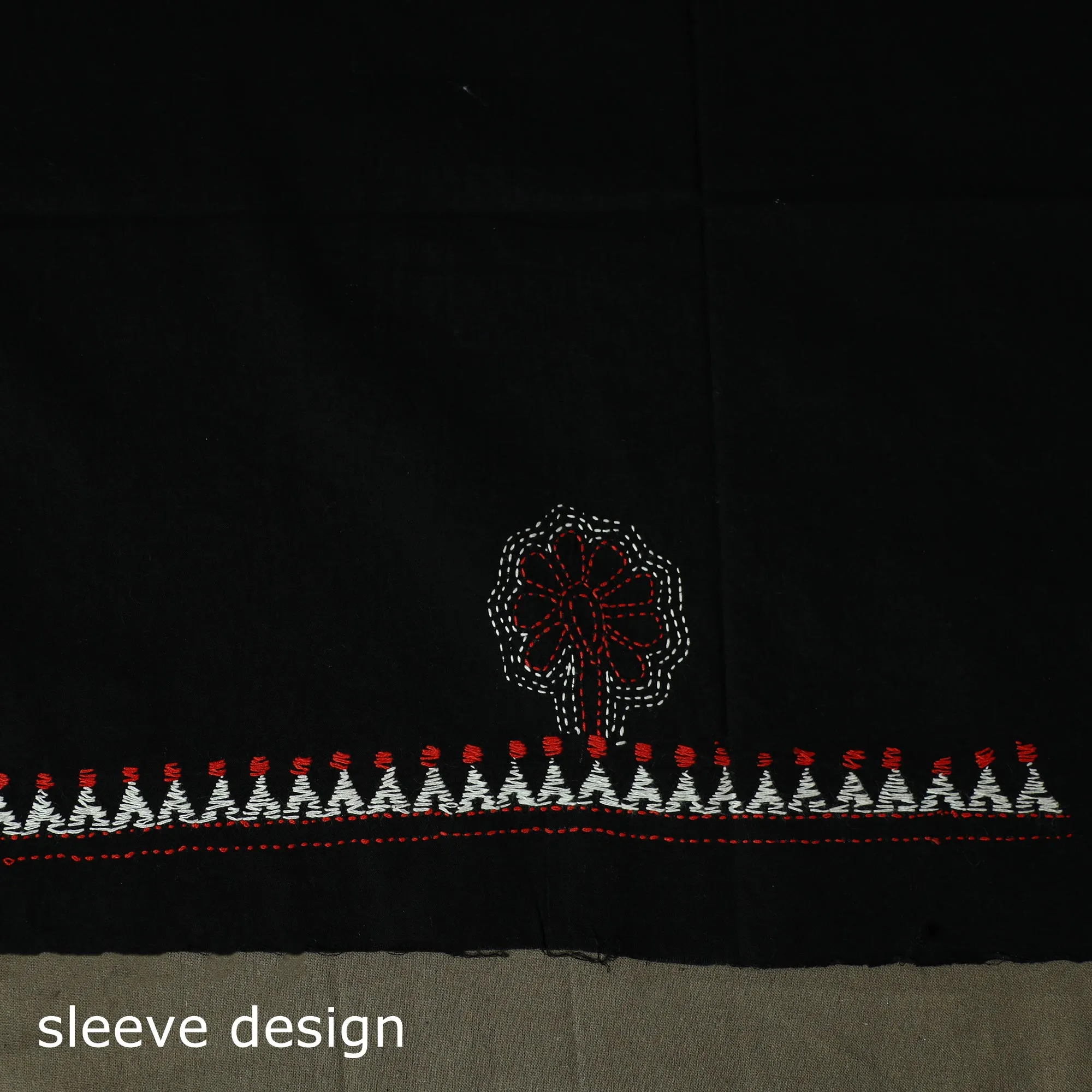 Black - Bengal Kantha Hand Embroidered Cotton Unstitched Kurta Material (2.5M) 55 sold by Itokri product image thumbnail 4