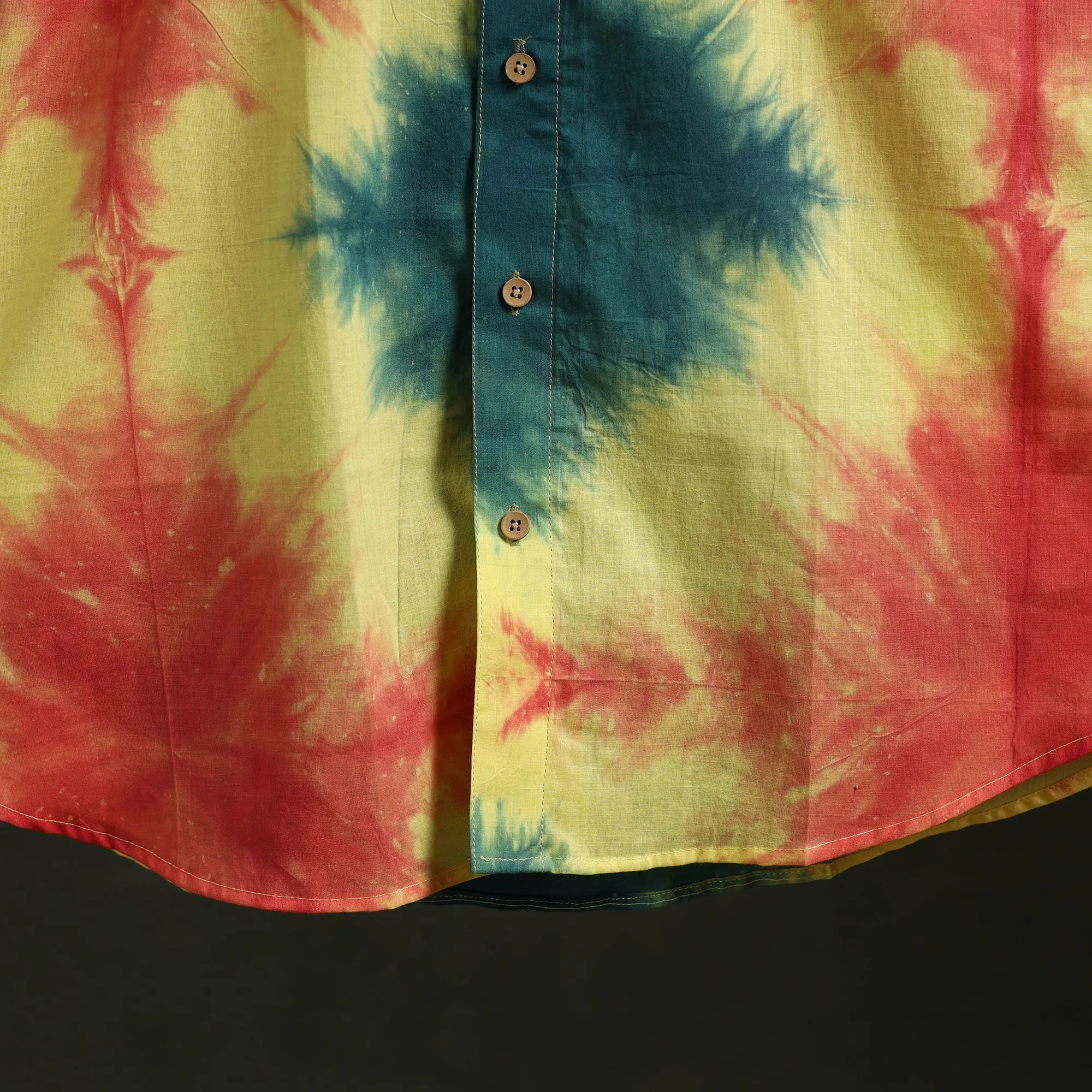 Multicolor - Pure Mul Cotton Half Sleeve Tie-Dye Men Shibori Shirt 06 sold by Itokri product image thumbnail 5