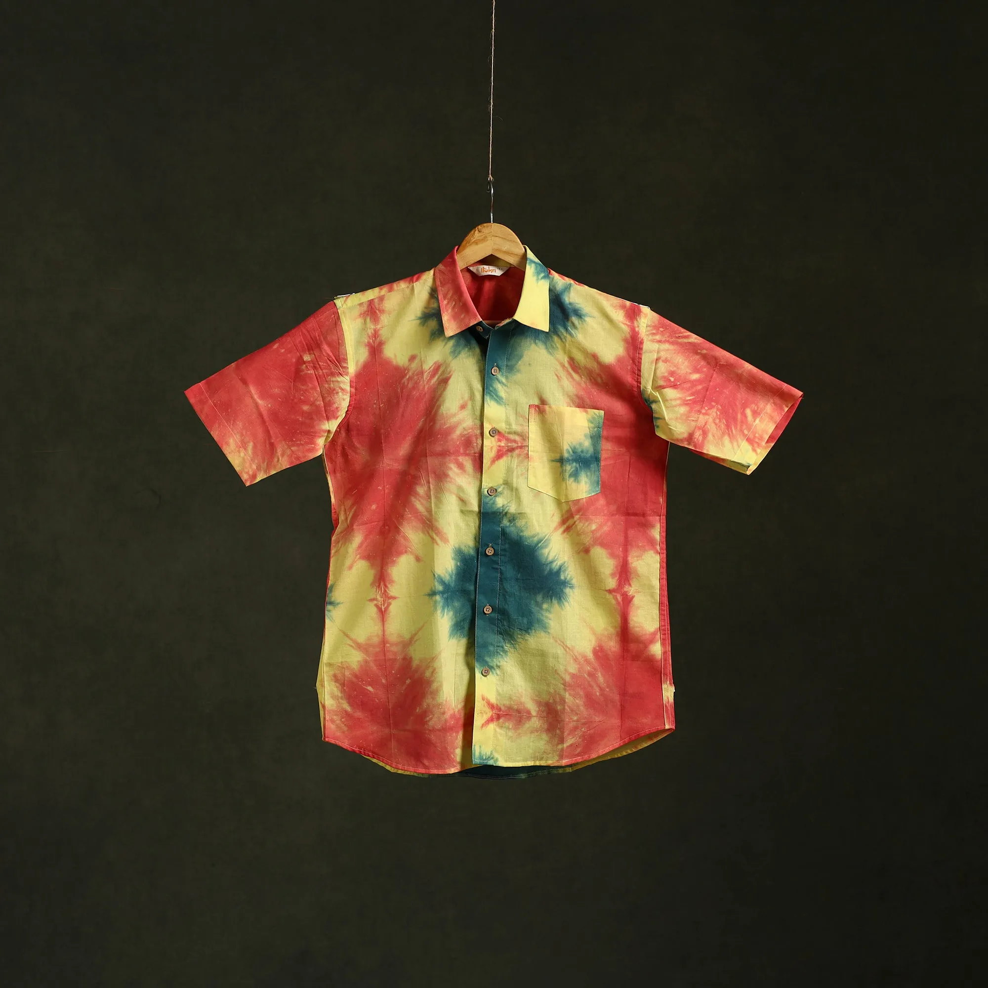 Multicolor - Pure Mul Cotton Half Sleeve Tie-Dye Men Shibori Shirt 06 sold by Itokri product image thumbnail 2