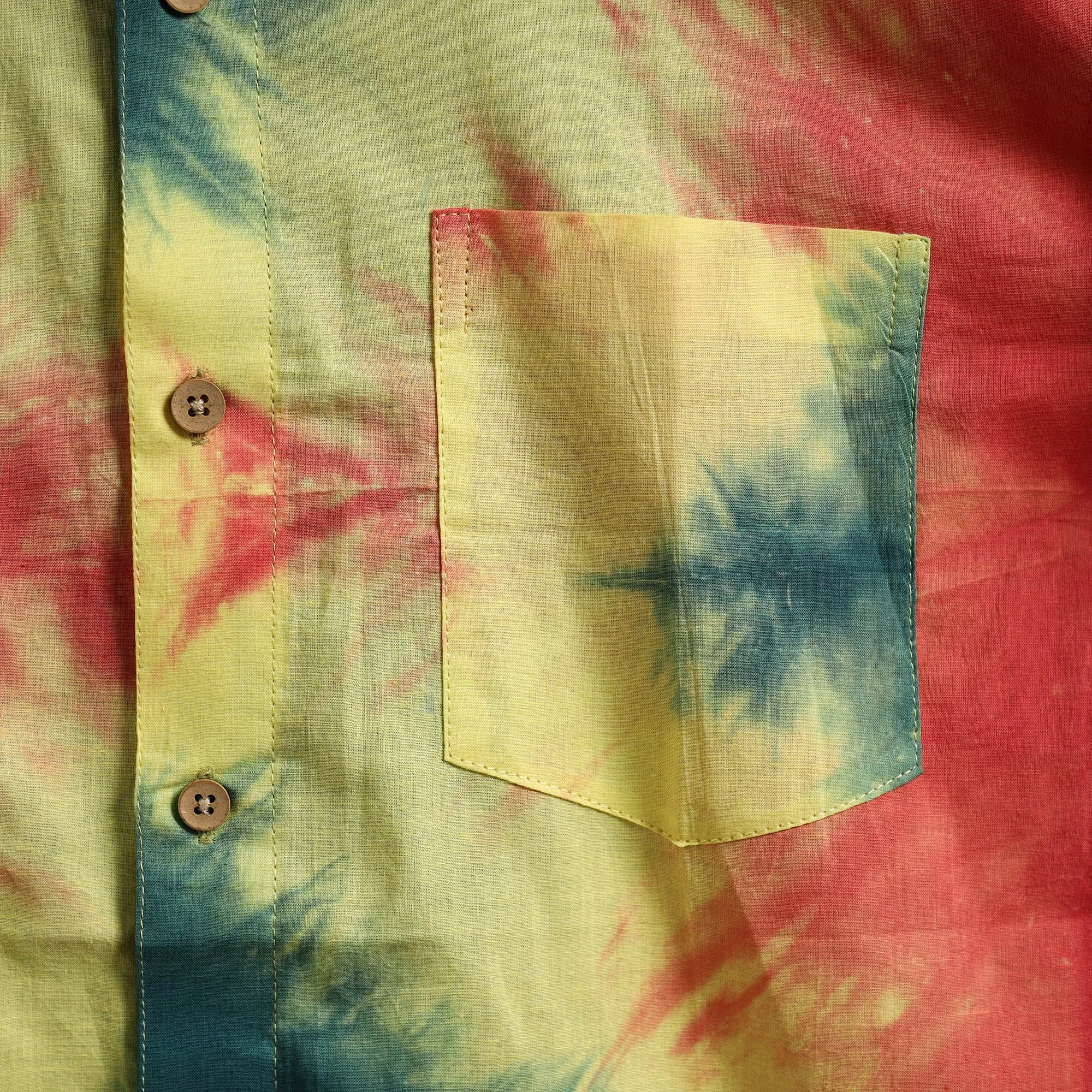 Multicolor - Pure Mul Cotton Half Sleeve Tie-Dye Men Shibori Shirt 06 sold by Itokri product image thumbnail 4