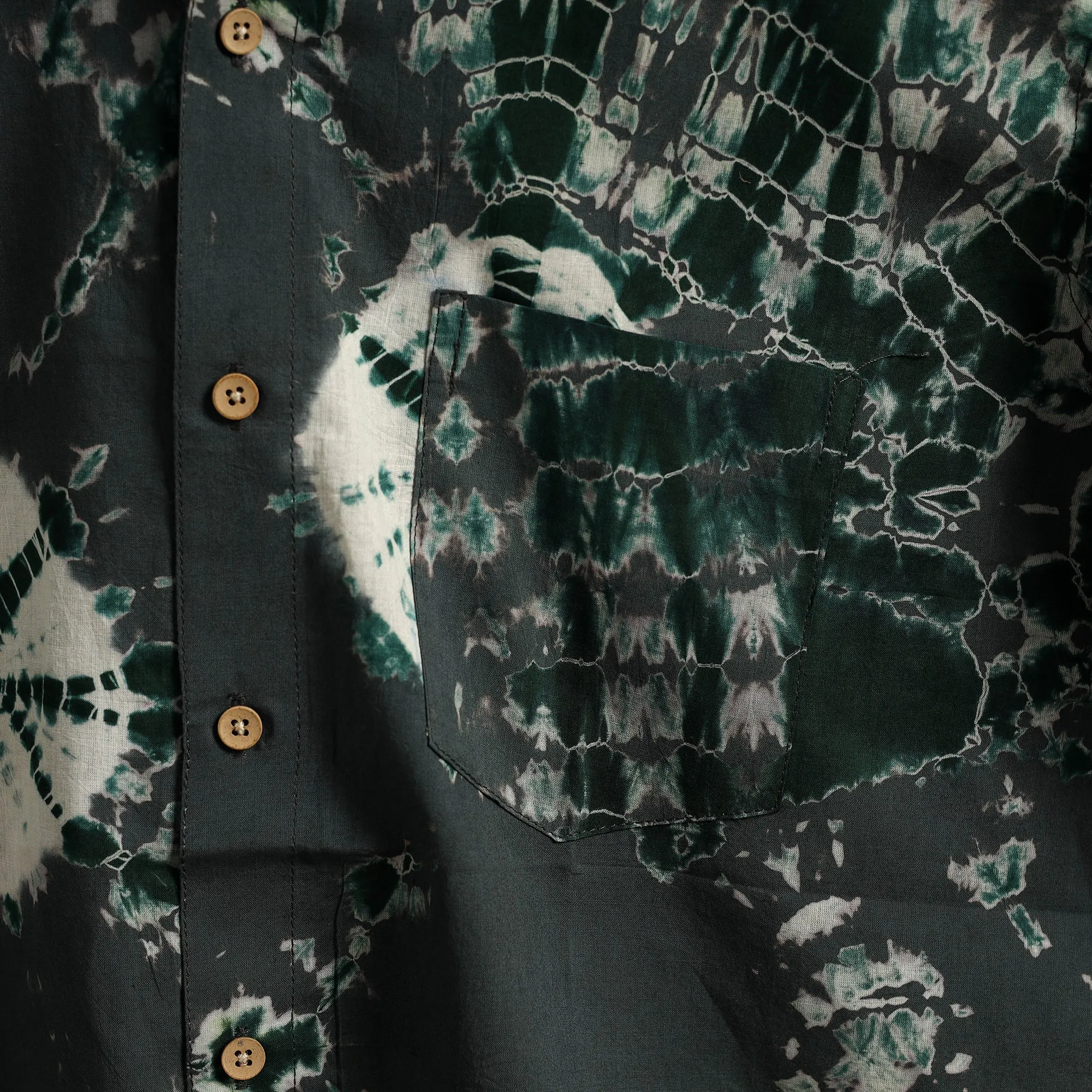 Black - Pure Cotton Half Sleeve Tie-Dye Men Shibori Shirt 03 sold by Itokri product image thumbnail 4