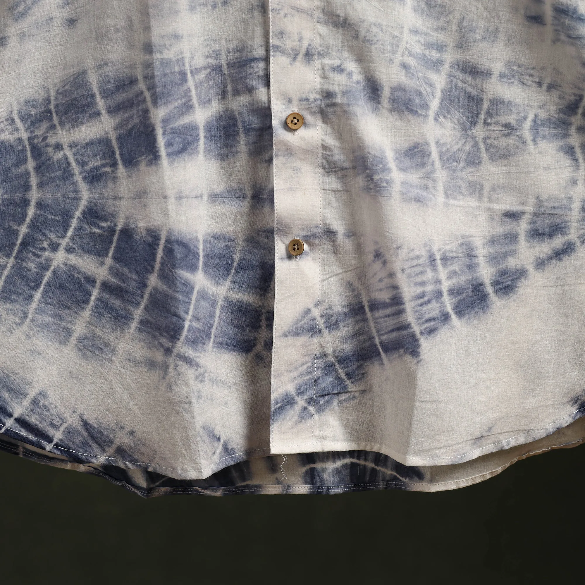 White - Pure Mul Cotton Half Sleeve Tie-Dye Men Shibori Shirt 09 sold by Itokri product image thumbnail 5