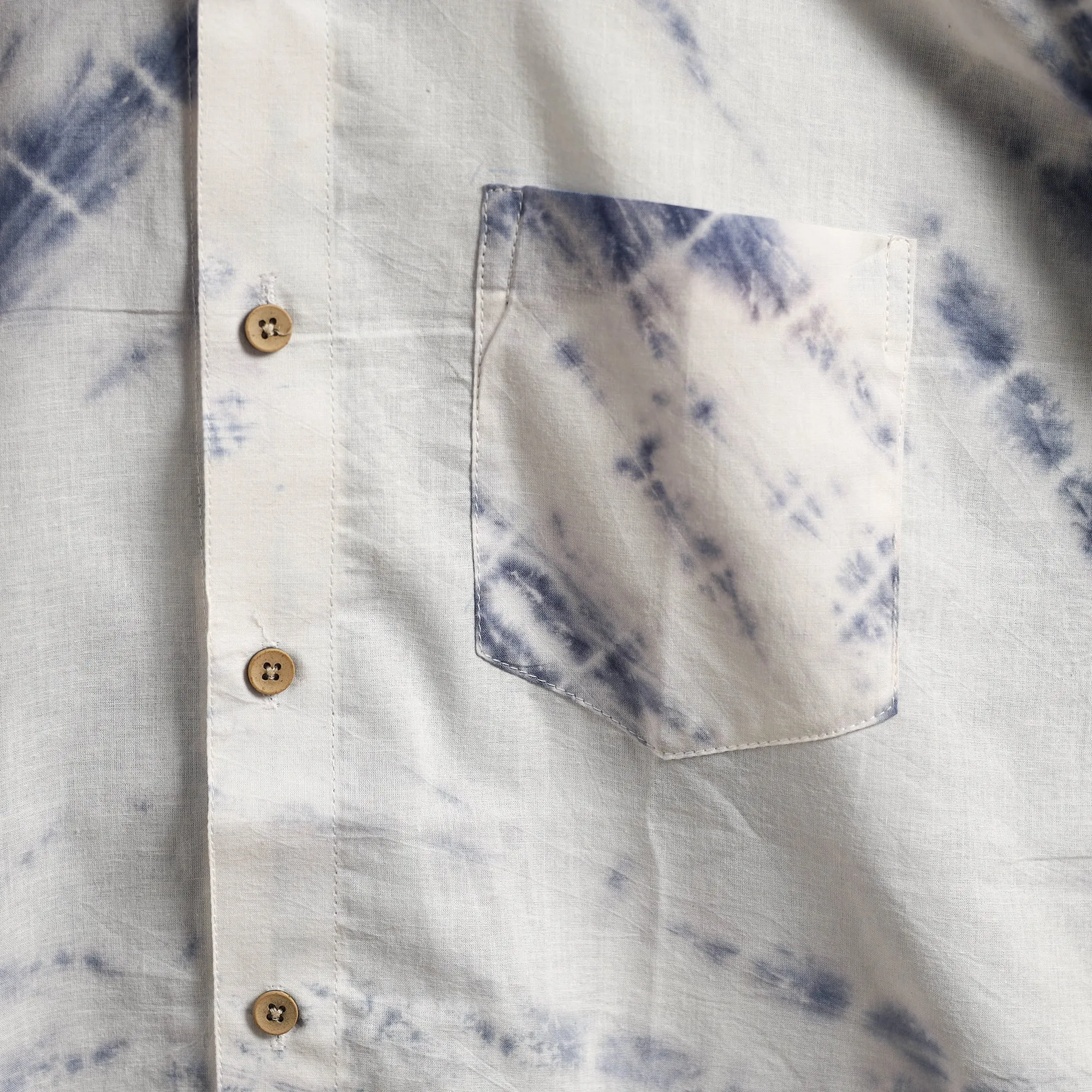 White - Pure Mul Cotton Half Sleeve Tie-Dye Men Shibori Shirt 09 sold by Itokri product image thumbnail 4