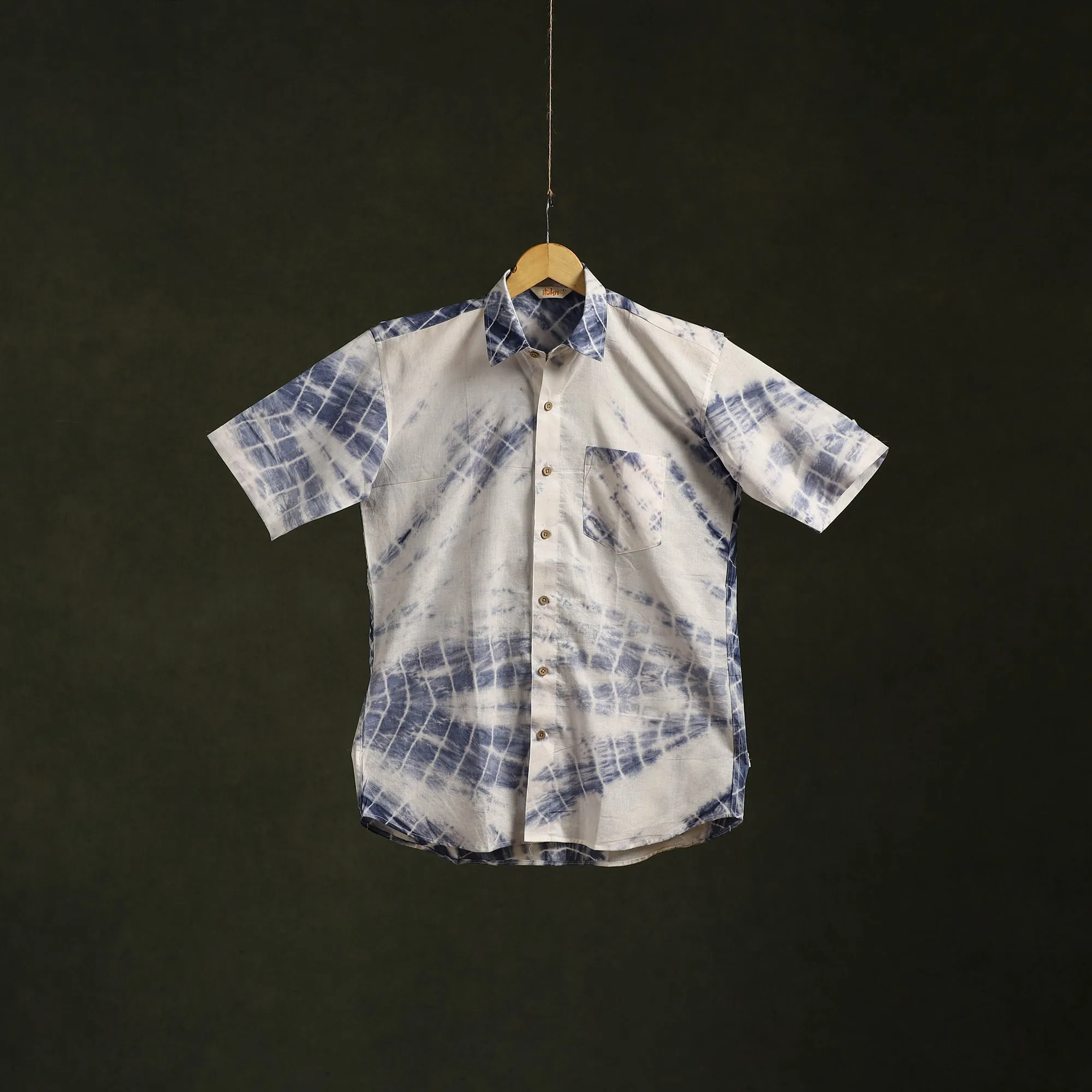 White - Pure Mul Cotton Half Sleeve Tie-Dye Men Shibori Shirt 09 sold by Itokri product image thumbnail 2