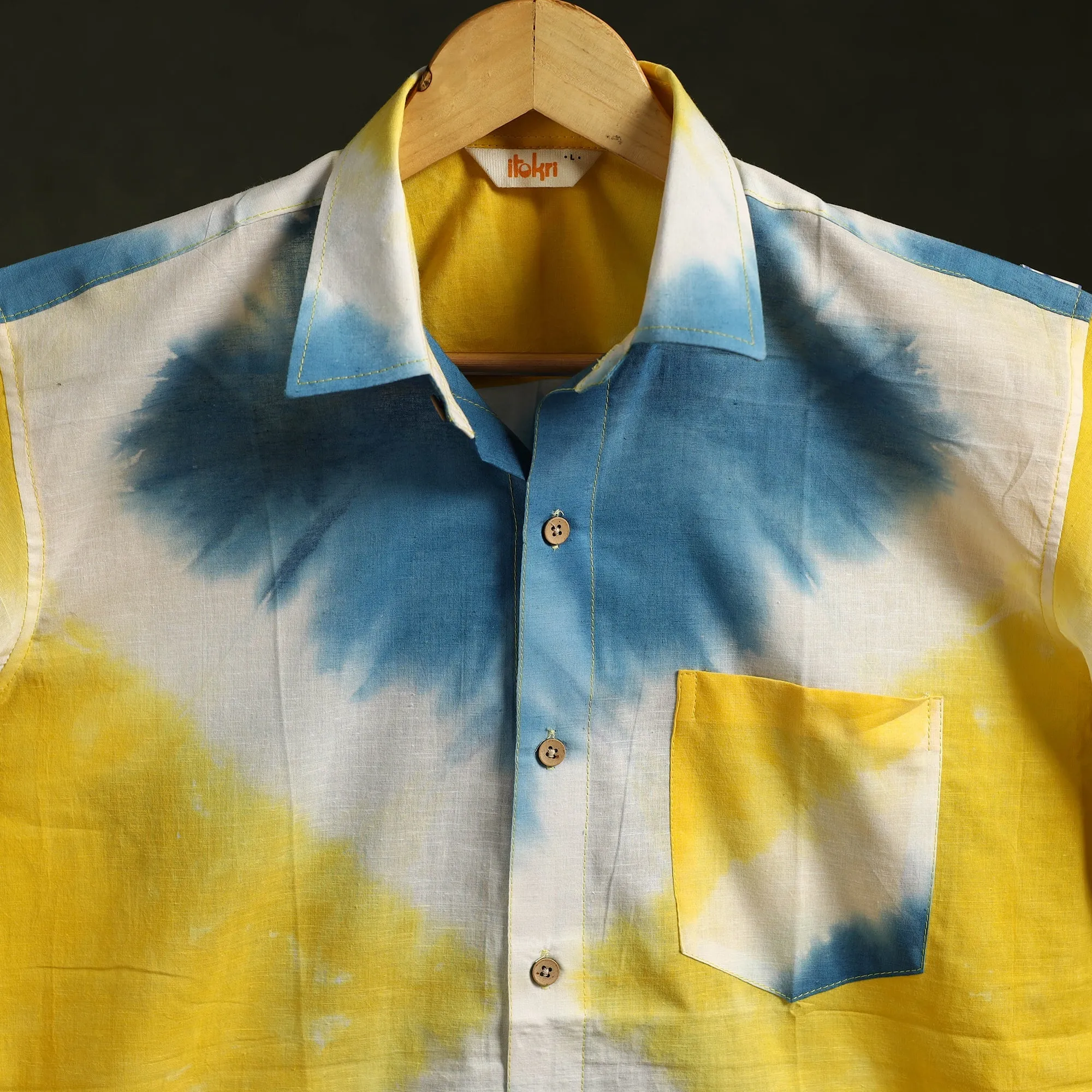Multicolor - Pure Mul Cotton Half Sleeve Tie-Dye Men Shibori Shirt 11 sold by Itokri product image thumbnail 3