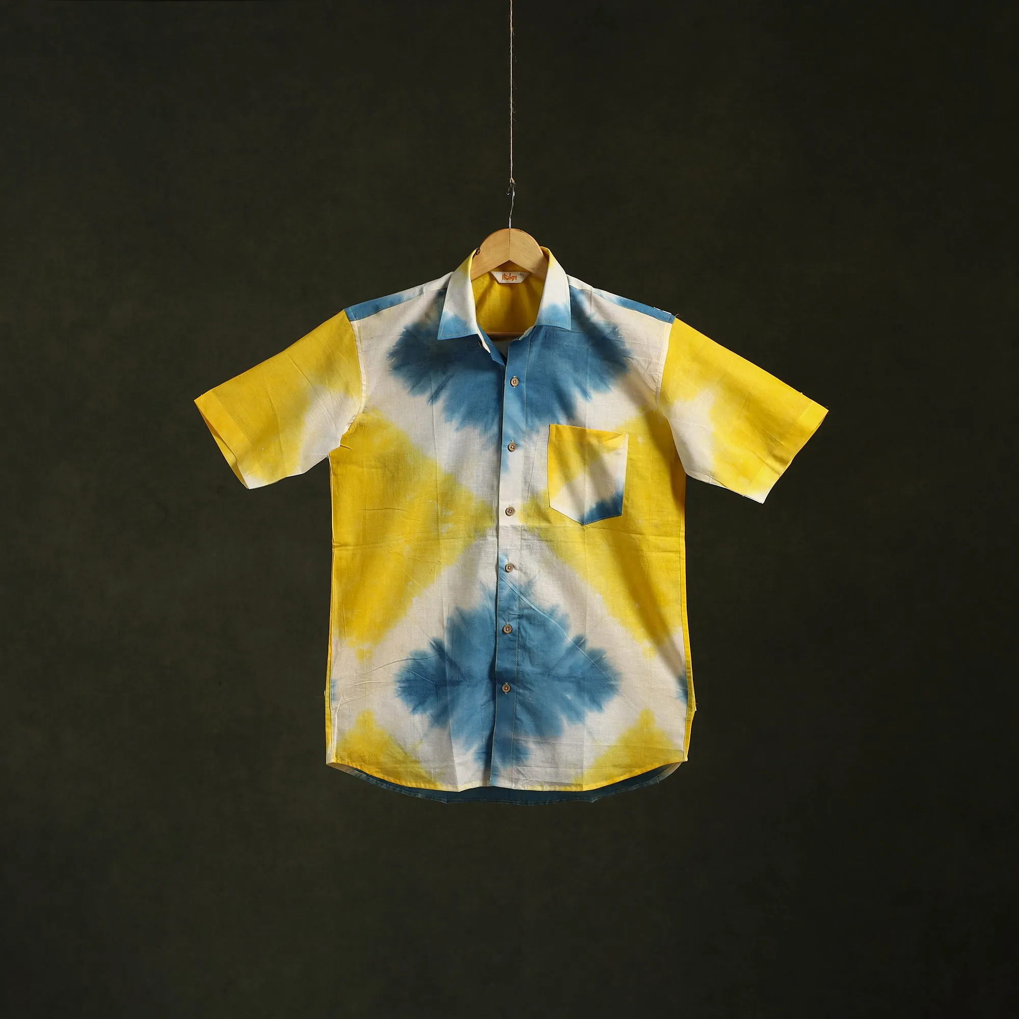 Multicolor - Pure Mul Cotton Half Sleeve Tie-Dye Men Shibori Shirt 11 sold by Itokri product image thumbnail 2