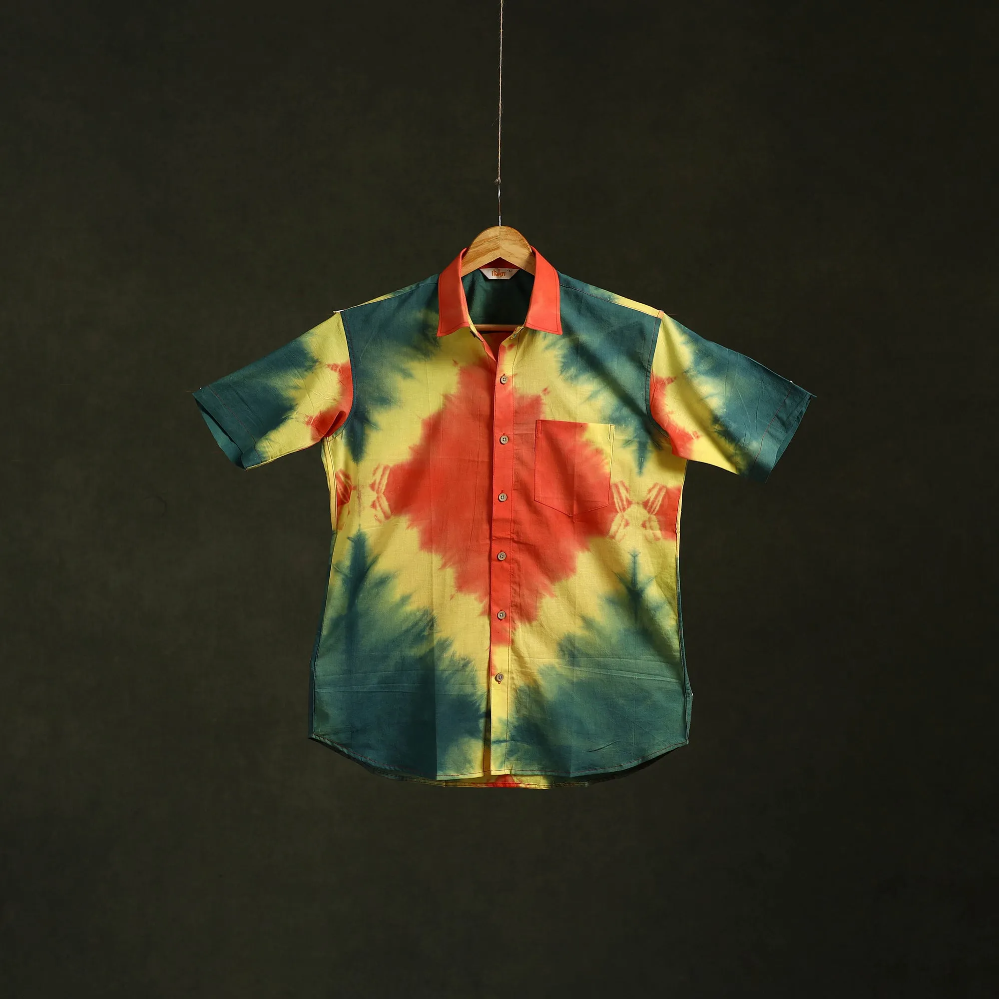 Multicolor - Pure Cotton Half Sleeve Tie-Dye Men Shibori Shirt 12 sold by Itokri product image thumbnail 2