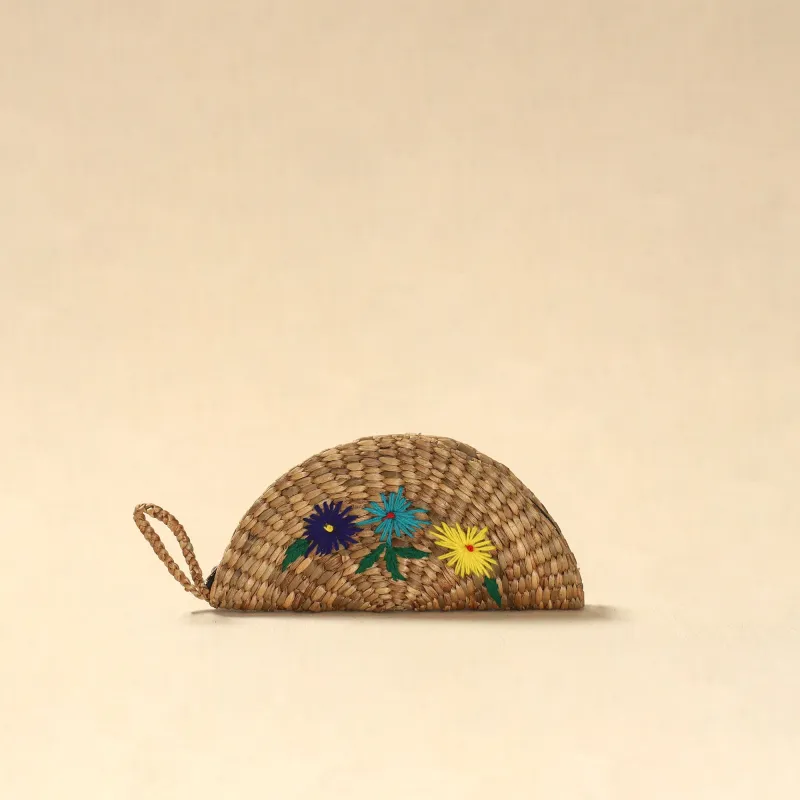 Beige - Handcrafted Natural Water Hyacinth Reed Hand Embroidered Clutch 40 sold by Itokri