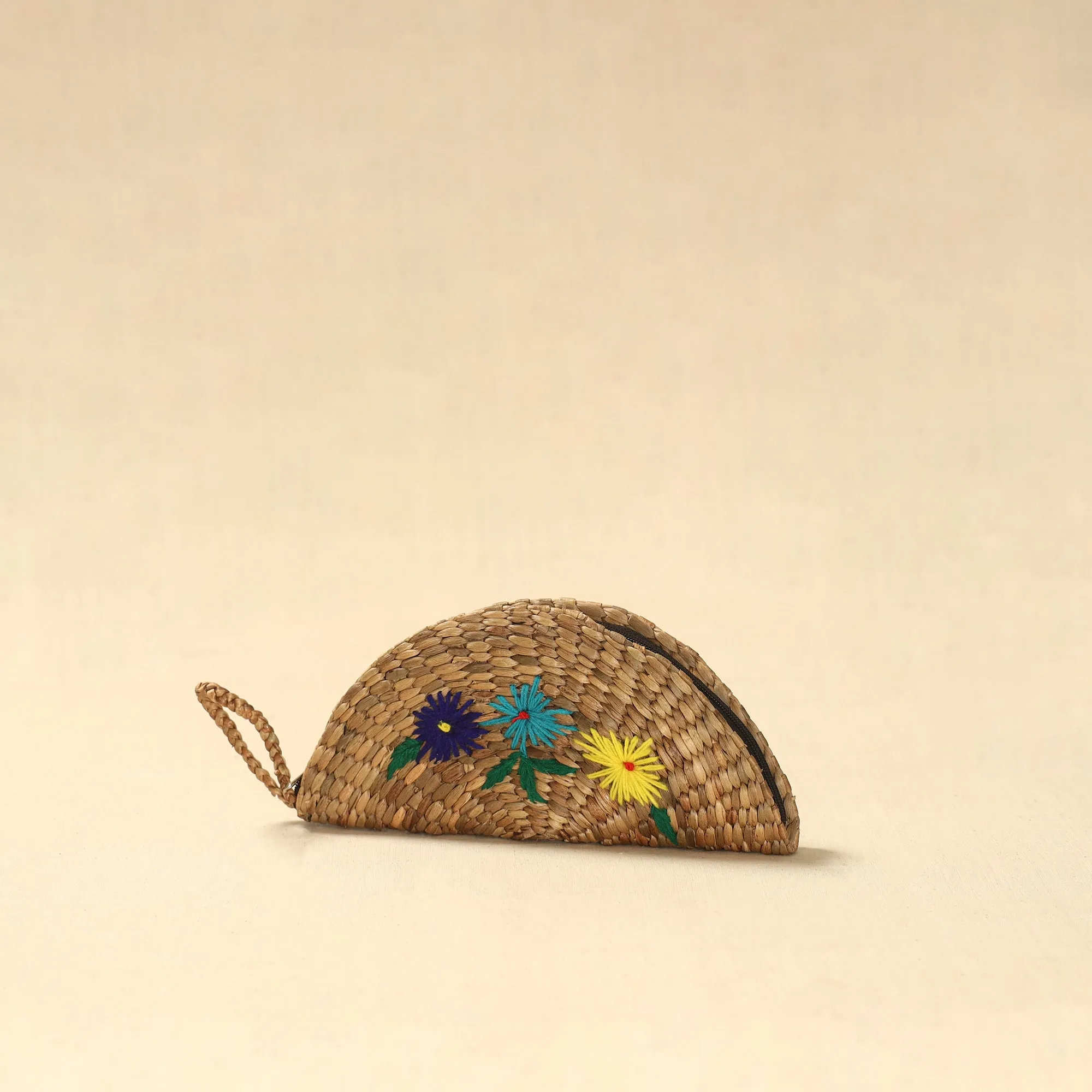 Beige - Handcrafted Natural Water Hyacinth Reed Hand Embroidered Clutch 40 sold by Itokri product image thumbnail 2