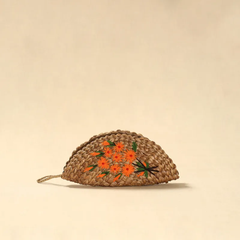 Handcrafted Natural Water Hyacinth Reed Hand Embroidered Clutch 39 made by Itokri