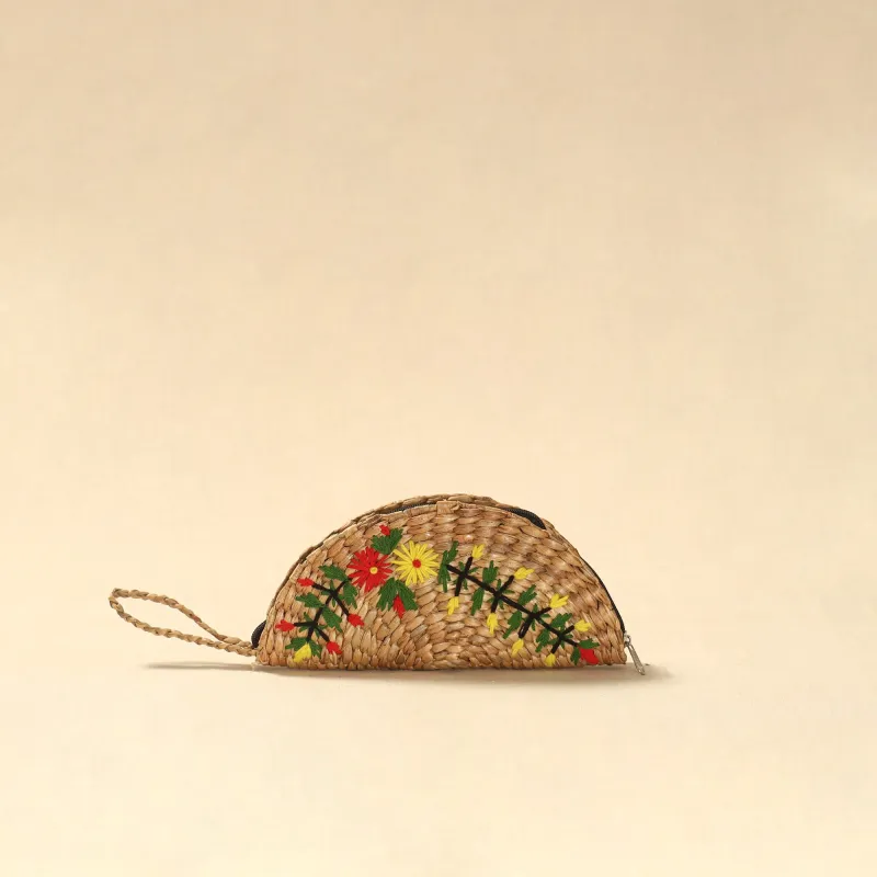 Beige - Handcrafted Natural Water Hyacinth Reed Hand Embroidered Clutch 37 sold by Itokri