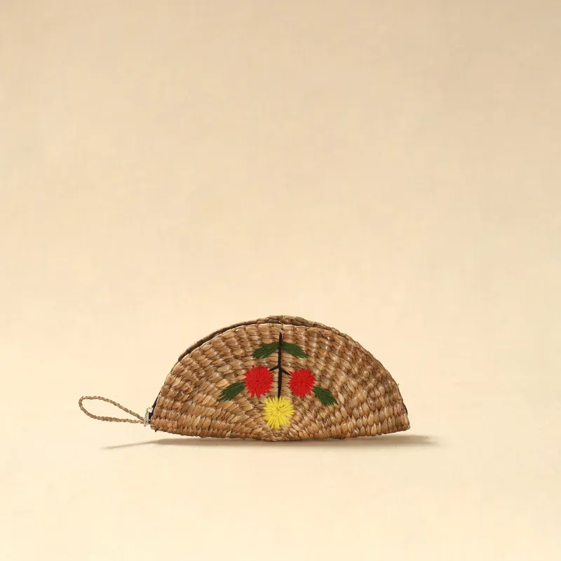 Beige - Handcrafted Natural Water Hyacinth Reed Hand Embroidered Clutch 36 sold by Itokri