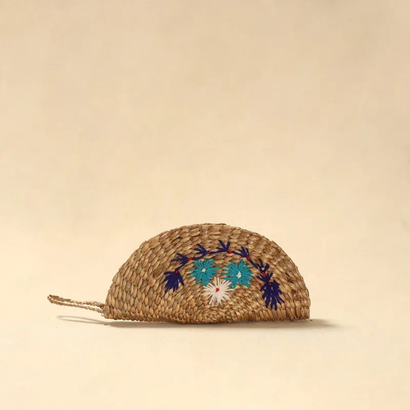 Beige - Handcrafted Natural Water Hyacinth Reed Hand Embroidered Clutch 29 sold by Itokri