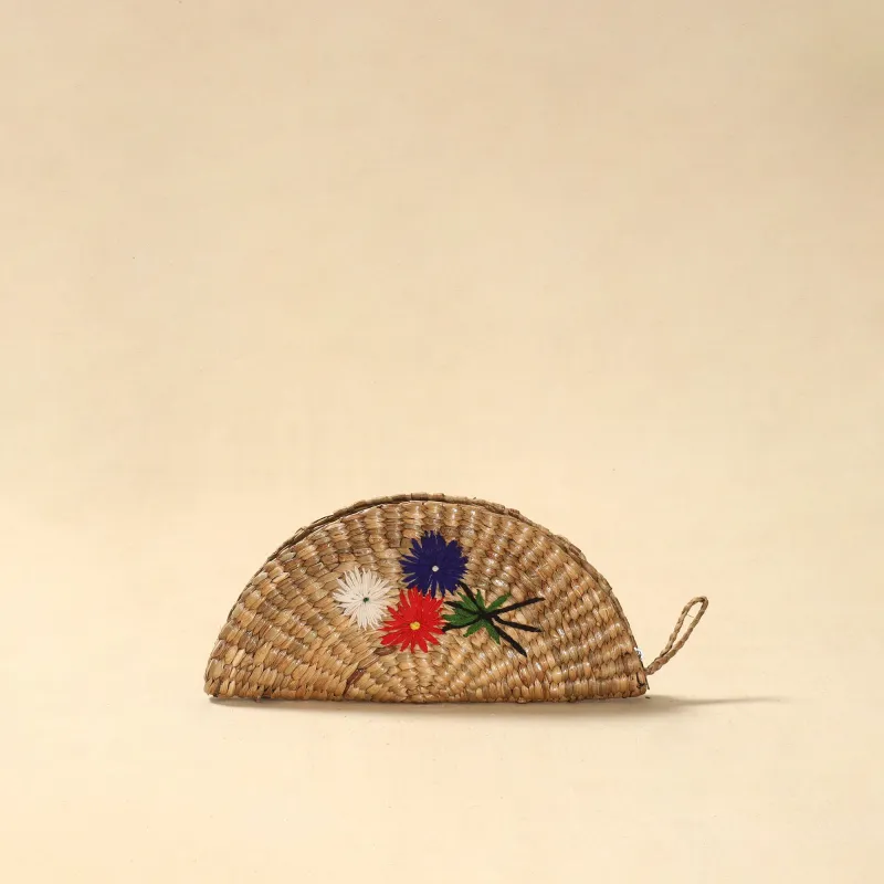 Beige - Handcrafted Natural Water Hyacinth Reed Hand Embroidered Clutch 26 sold by Itokri