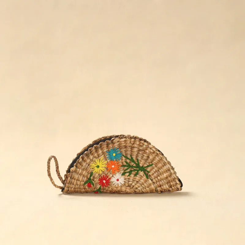 Handcrafted Natural Water Hyacinth Reed Hand Embroidered Clutch 25 sold by Itokri