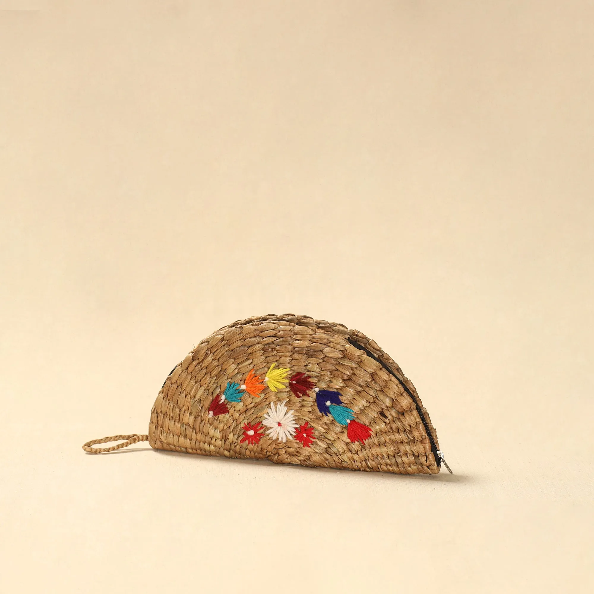 Beige - Handcrafted Natural Water Hyacinth Reed Hand Embroidered Clutch 21 sold by Itokri product image thumbnail 2