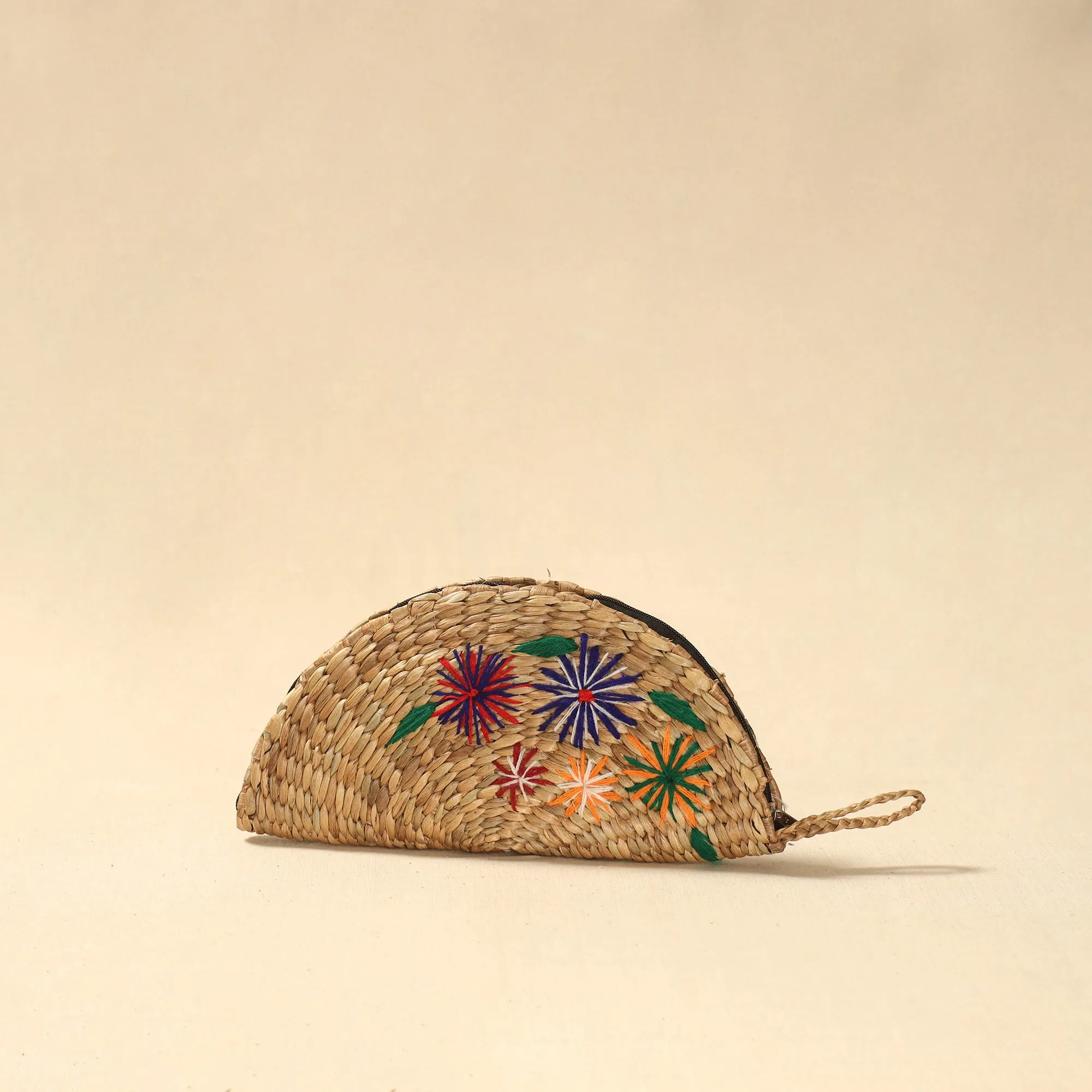 Beige - Handcrafted Natural Water Hyacinth Reed Hand Embroidered Clutch 18 sold by Itokri product image thumbnail 2