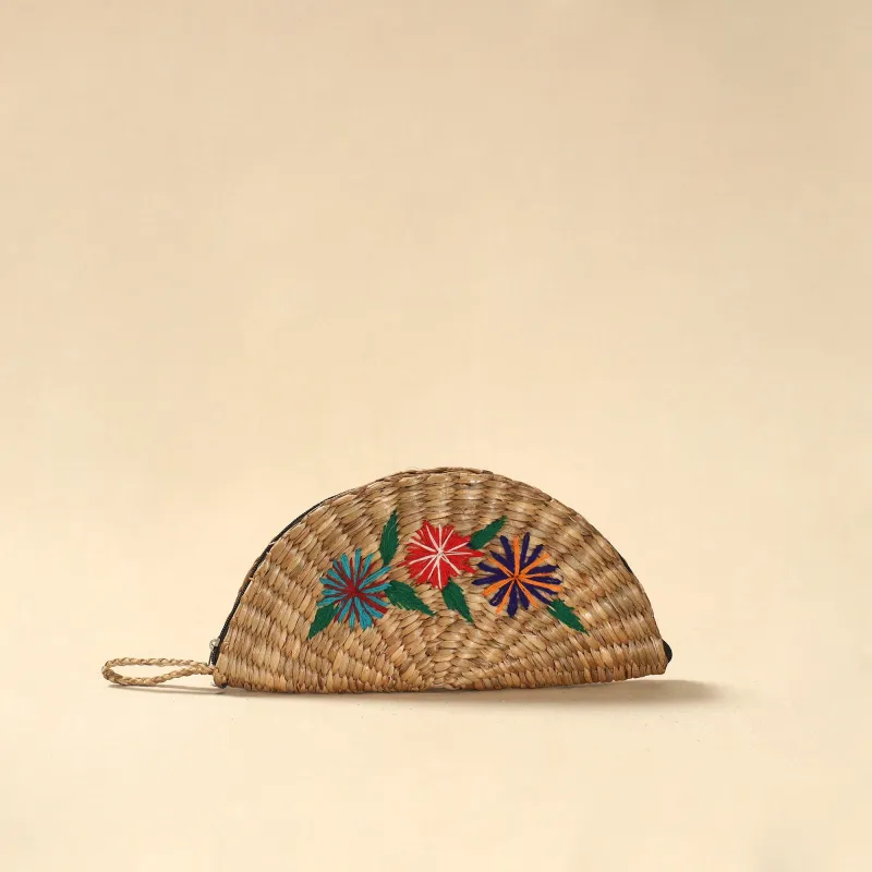 Beige - Handcrafted Natural Water Hyacinth Reed Hand Embroidered Clutch 13 sold by Itokri