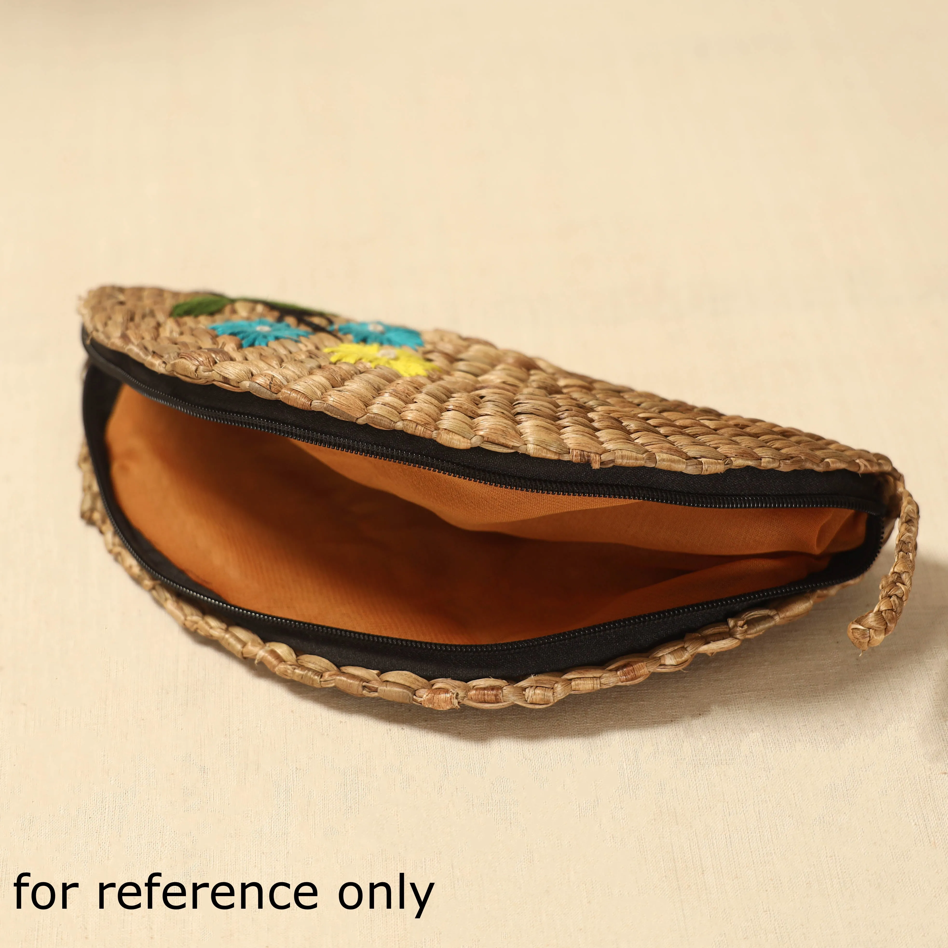 Beige - Handcrafted Natural Water Hyacinth Reed Hand Embroidered Clutch 09 sold by Itokri product image thumbnail 3