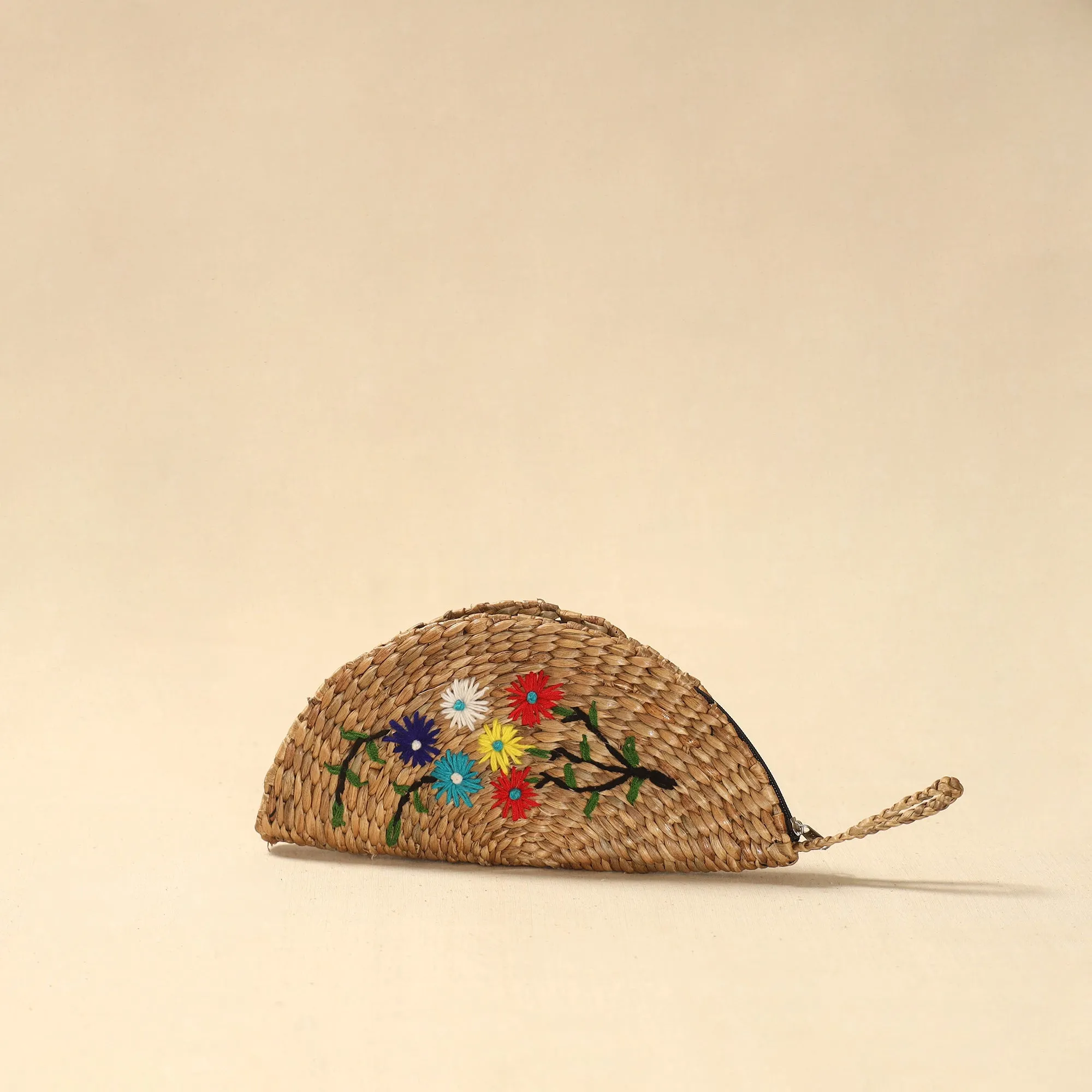 Beige - Handcrafted Natural Water Hyacinth Reed Hand Embroidered Clutch 09 sold by Itokri product image thumbnail 2