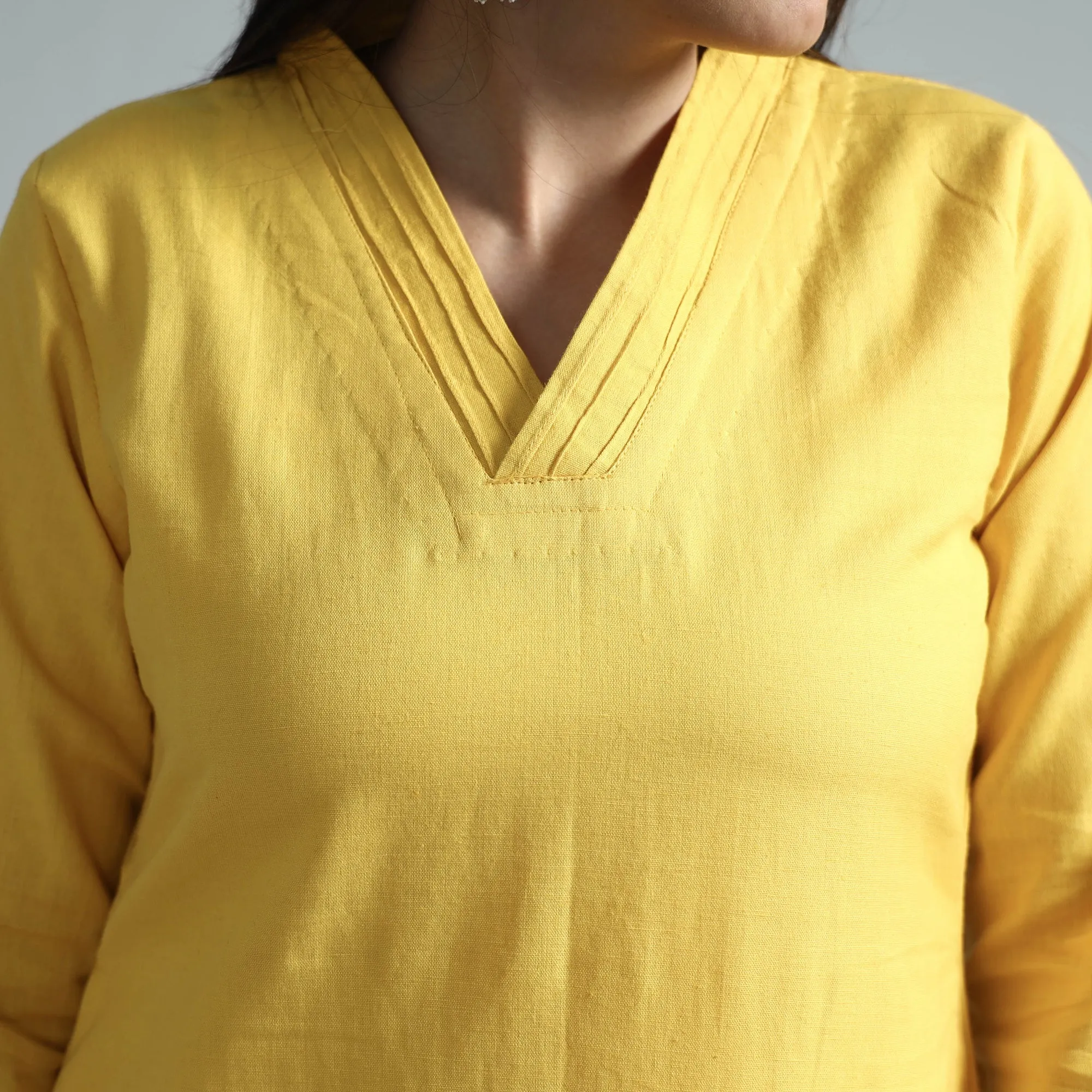 Yellow Plain Flex Cotton Kurta sold by Itokri product image thumbnail 5