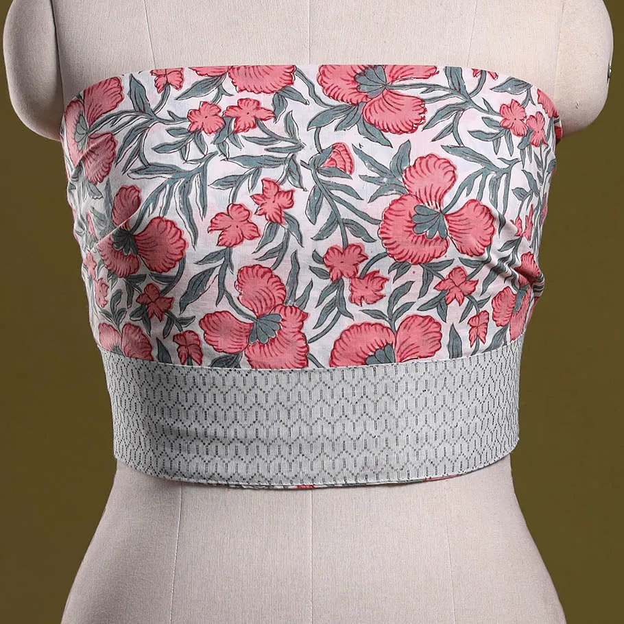 Pink - Hand Block Print Cotton Sanganeri Blouse Piece 78 sold by Itokri product image thumbnail 2