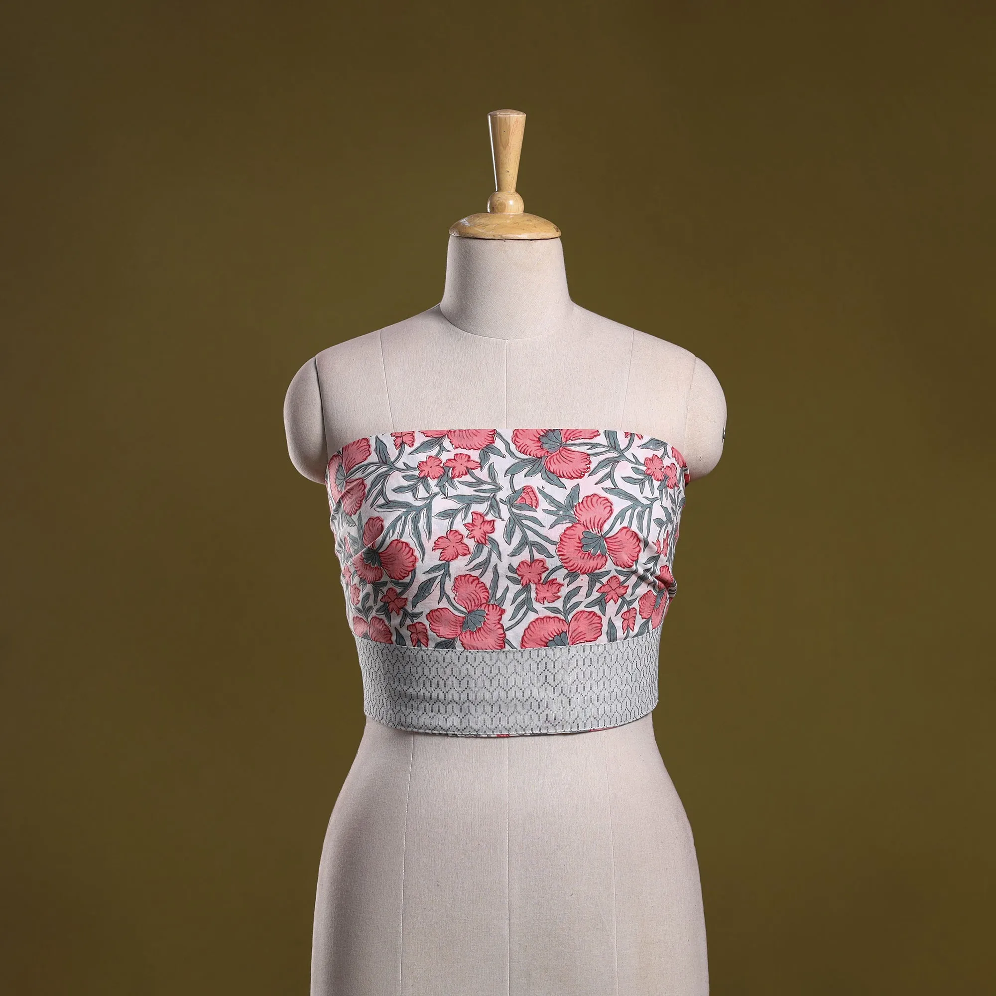Pink - Hand Block Print Cotton Sanganeri Blouse Piece 78 sold by Itokri