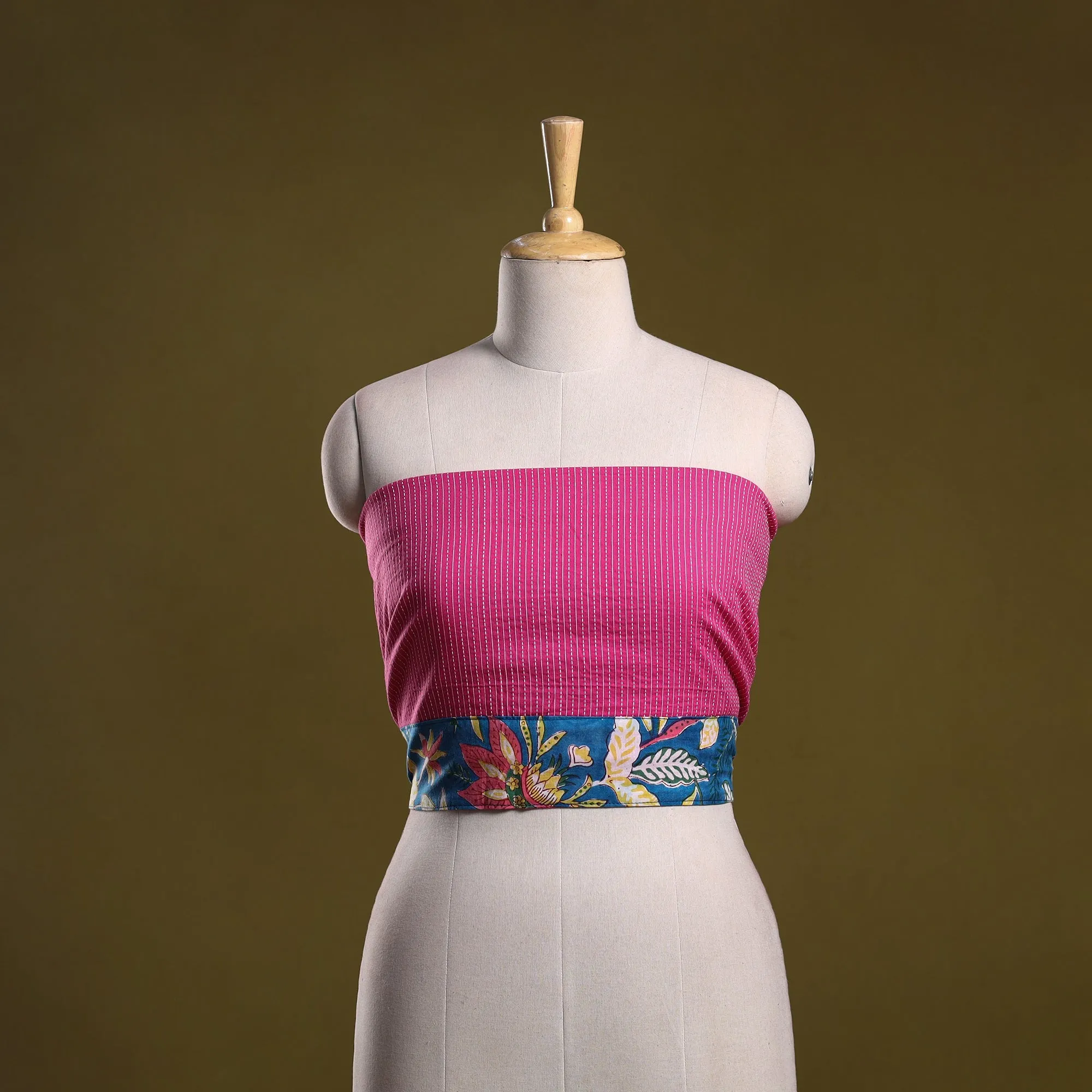 Pink - Running Stitch Plain Cotton Blouse Piece 65 sold by Itokri