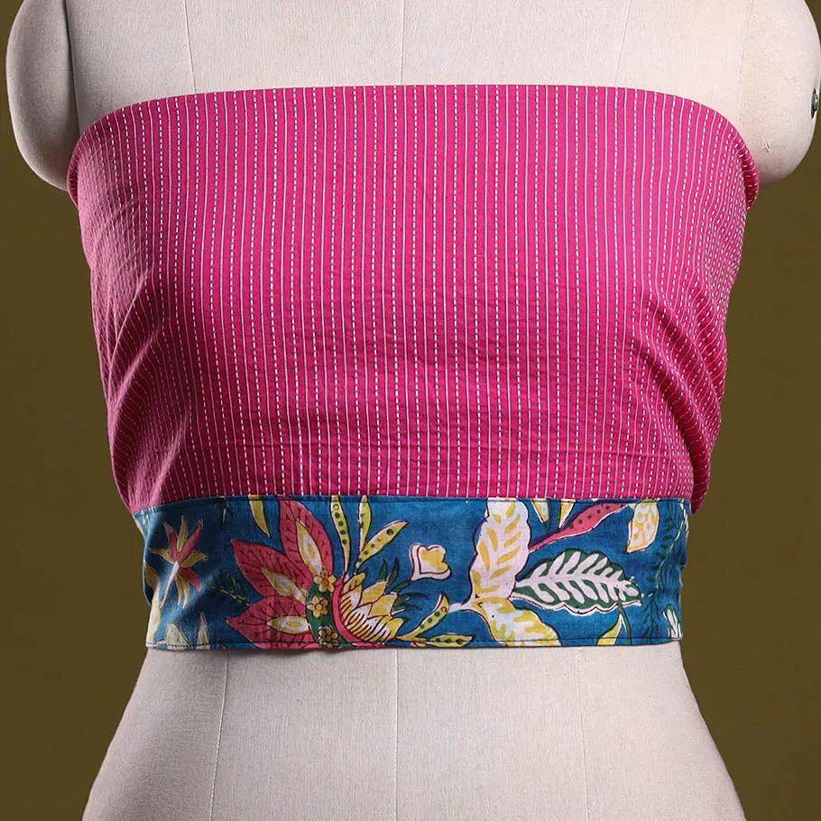 Pink - Running Stitch Plain Cotton Blouse Piece 65 sold by Itokri product image thumbnail 2