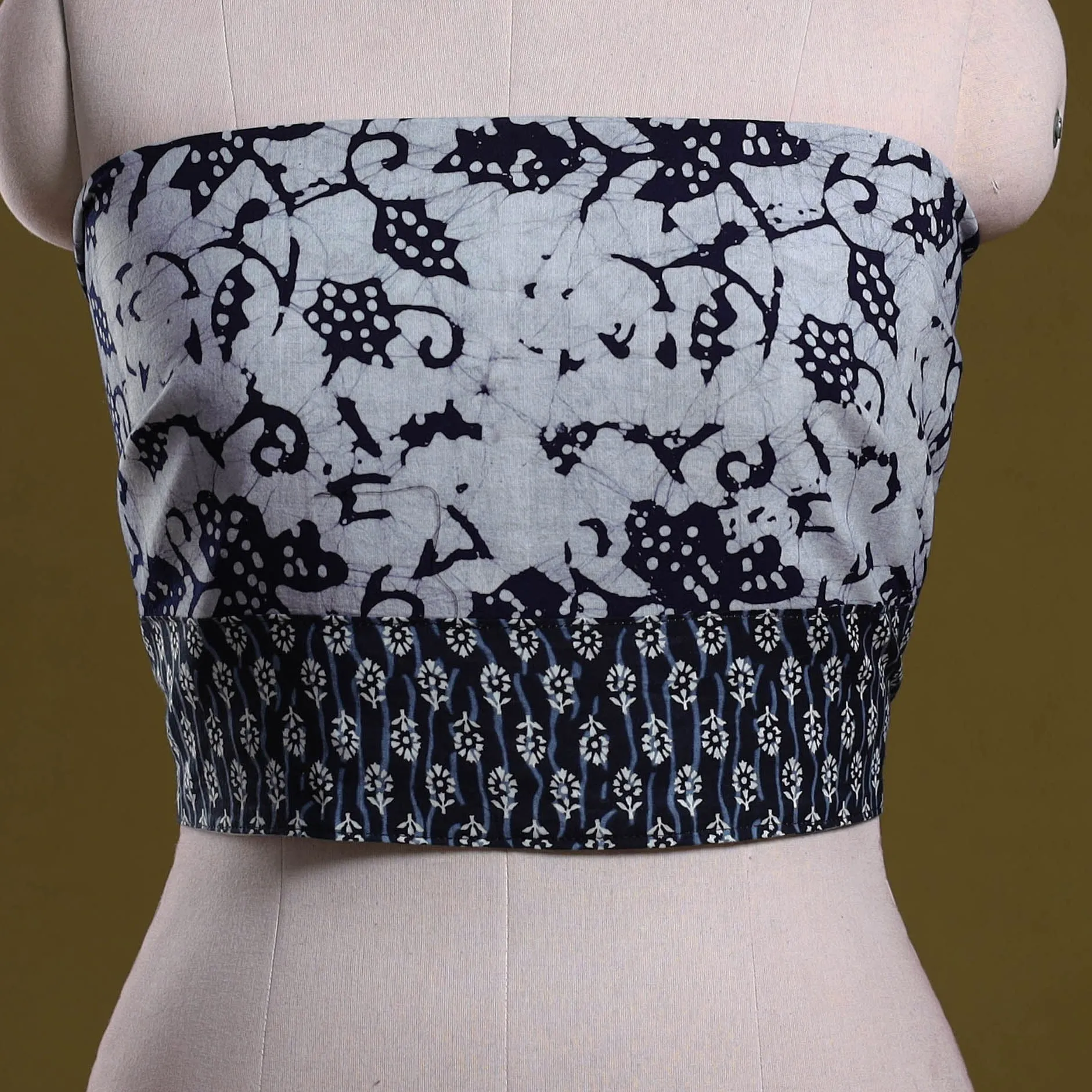 Grey - Cotton Hand Block Batik Print Blouse Piece 63 sold by Itokri product image thumbnail 2